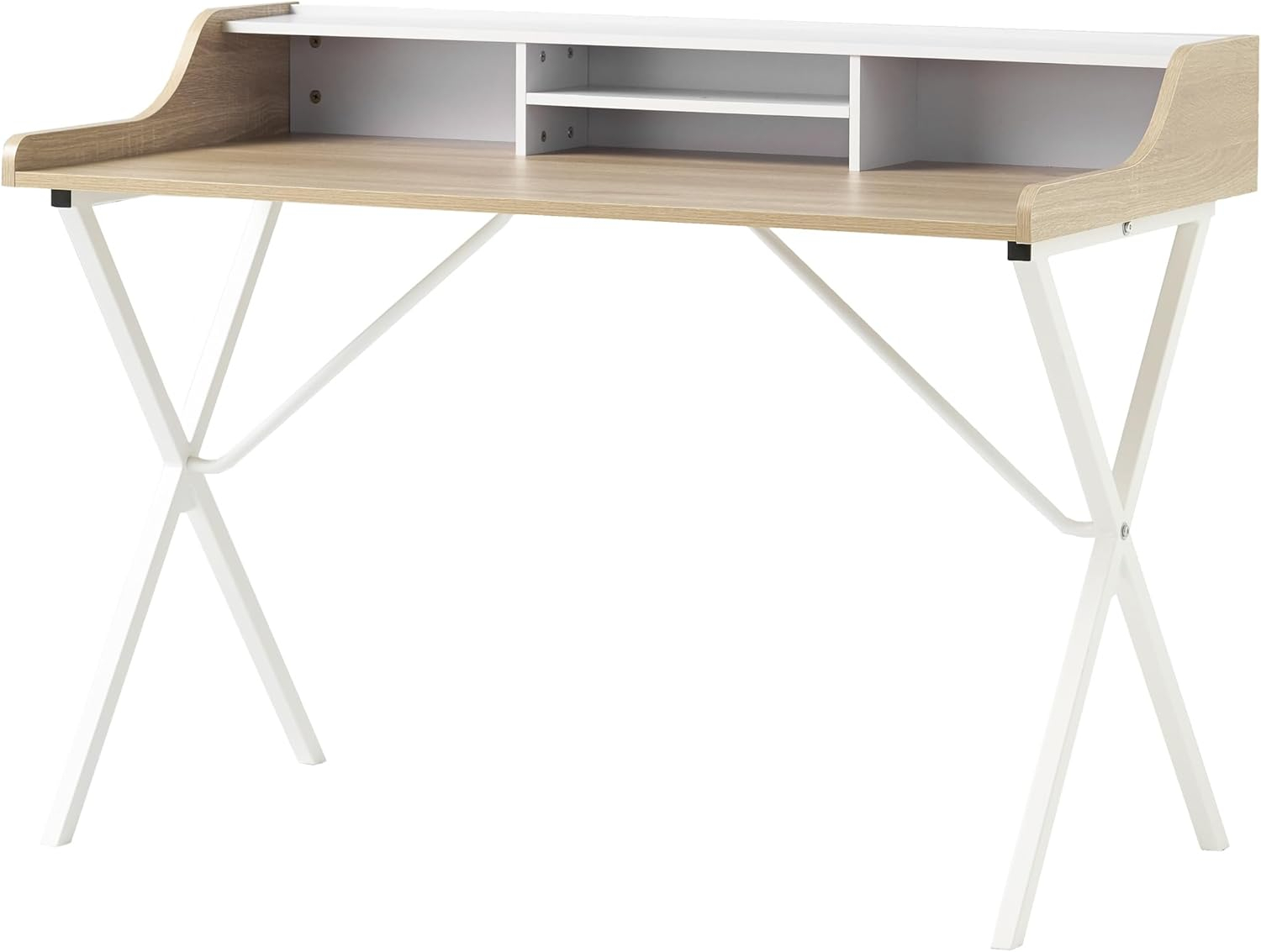 Alexandria Large White Wood Computer Desk with Document Shelf