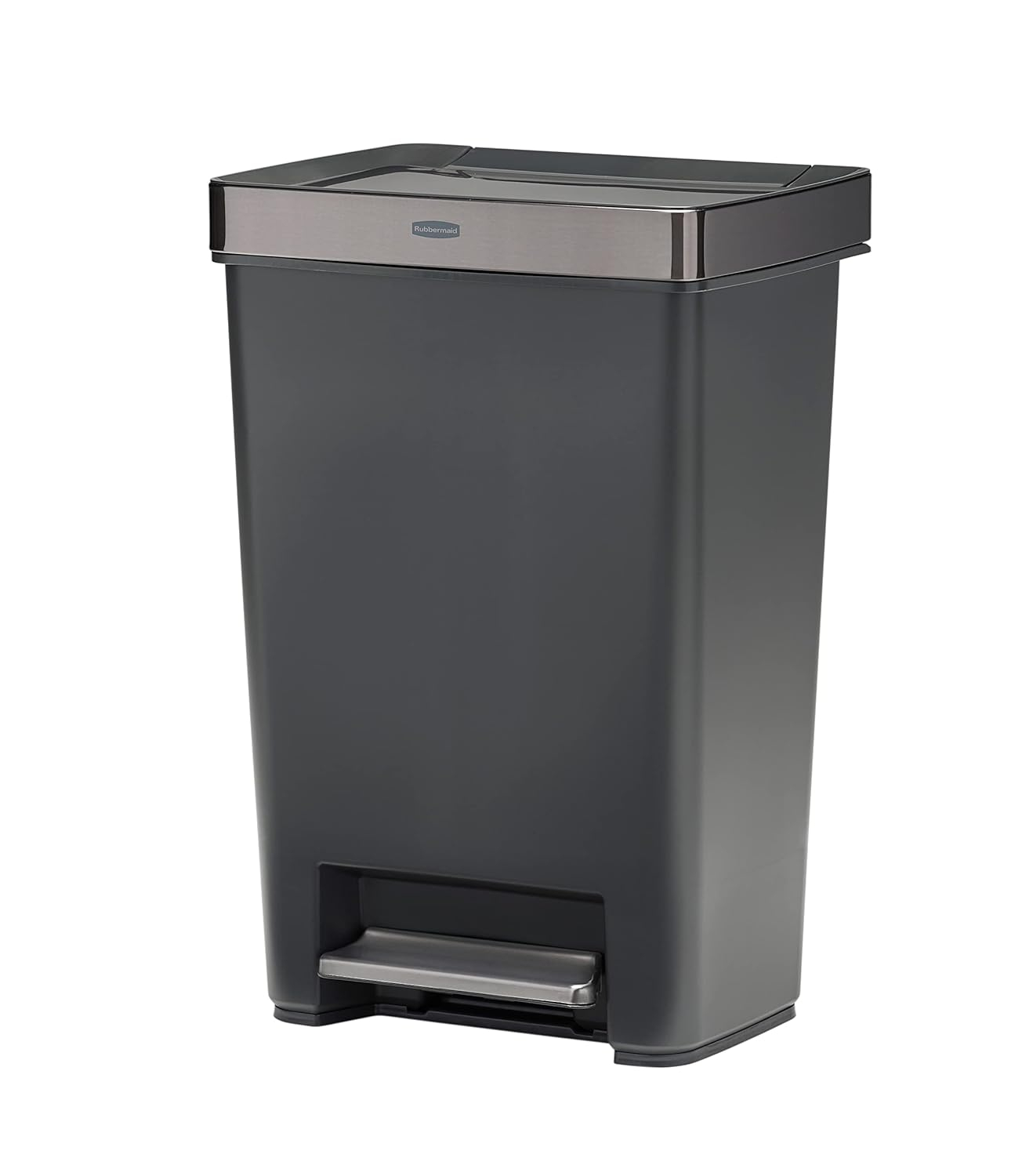 Rubbermaid Premier Series IV Step-On Trash Can for Home and Kitchen, 13 Gallon, Stainless Steel Lid Charcoal, for Home/Kitchen/Hotel/Lobby/Office