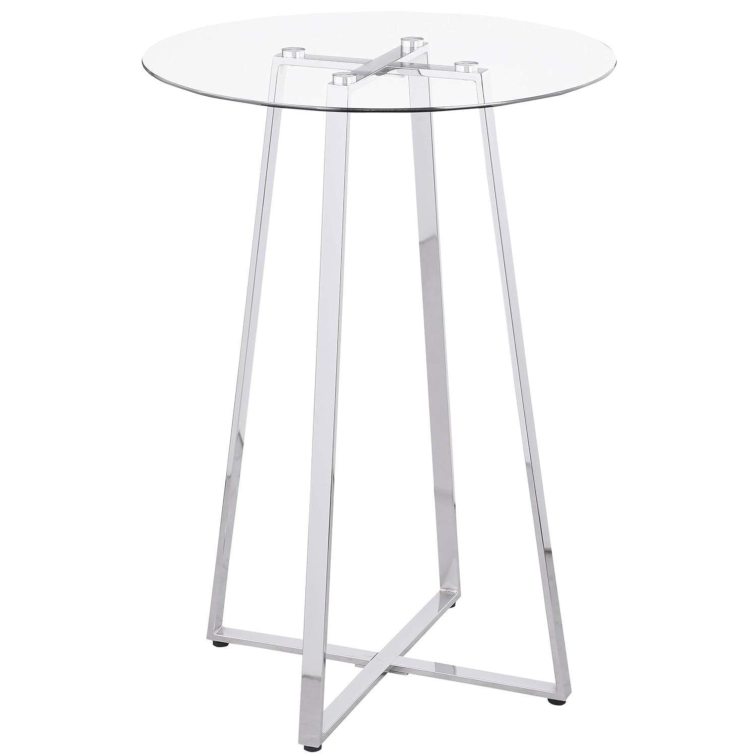 Coaster Company Zanella Round Glass Pub Table, Chrome