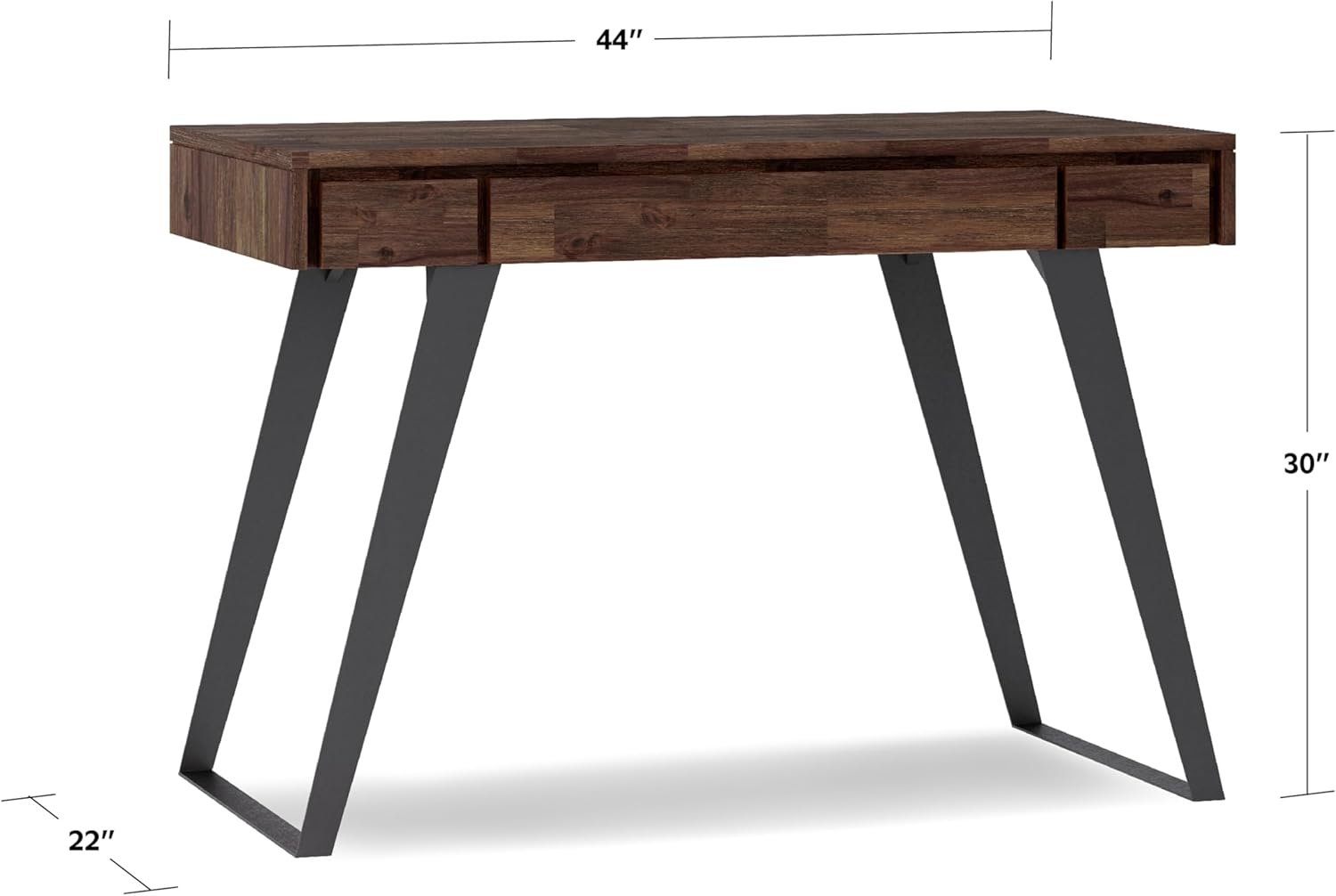 Simpli Home Lowry Solidwood 44 in. Desk in Distressed Charcoal Brown