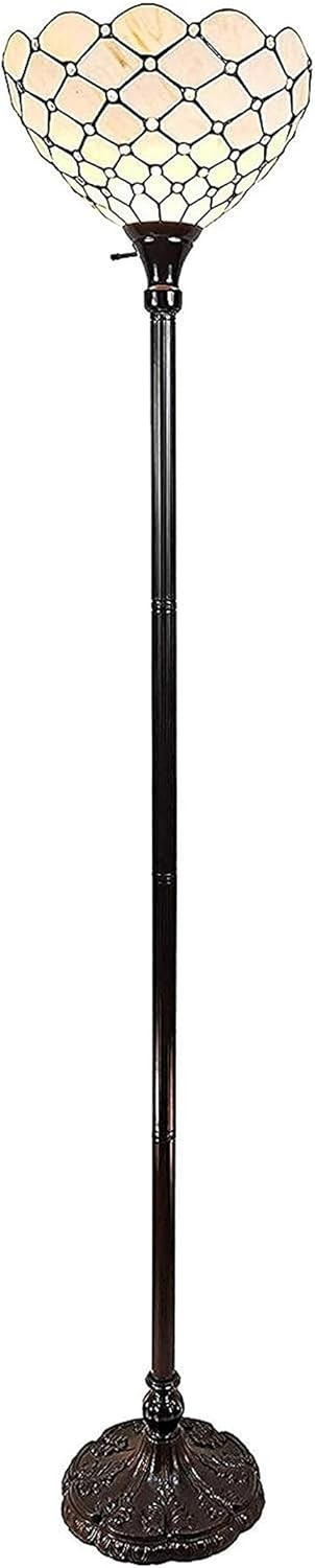 Tiffany Style Jeweled Torchiere Floor Lamp - 72" Tall
