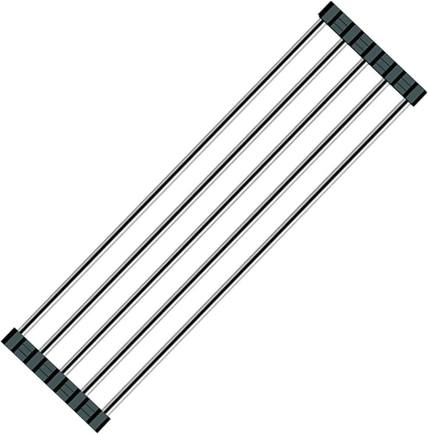 Ahyuan Roll up Dish Drying Rack Over The Sink Kitchen Roll up Sink Drying Rack Portable Dish Drainer Foldable Dish Drying Rack (Black, 17.8''X3.7'')