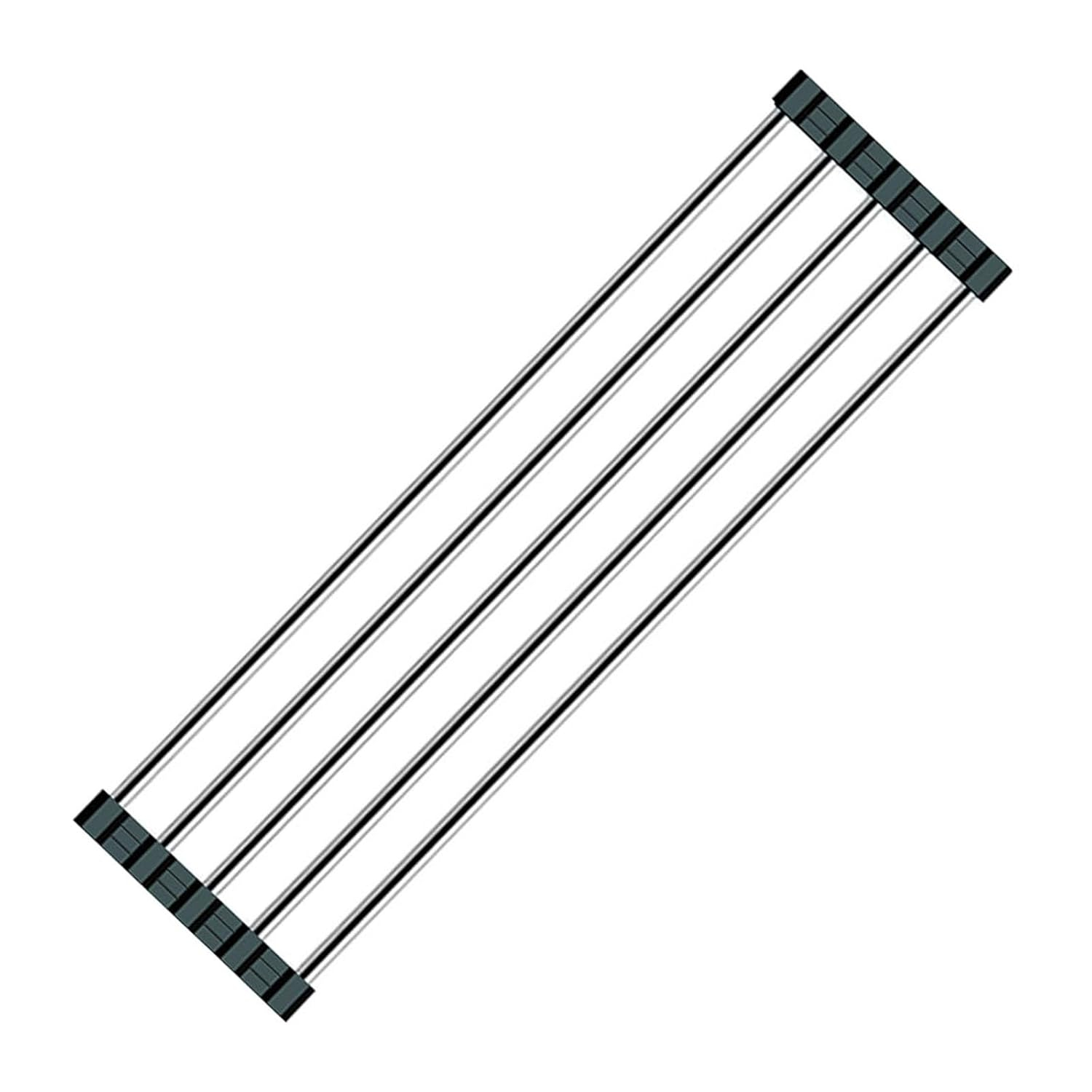 Ahyuan Roll up Dish Drying Rack Over The Sink Kitchen Roll up Sink Drying Rack Portable Dish Drainer Foldable Dish Drying Rack (Black, 17.8''X3.7'')