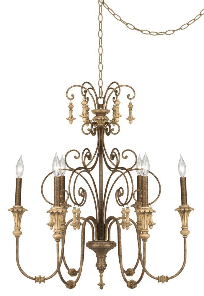 Bronze Beige 6-Light Rustic French Chandelier