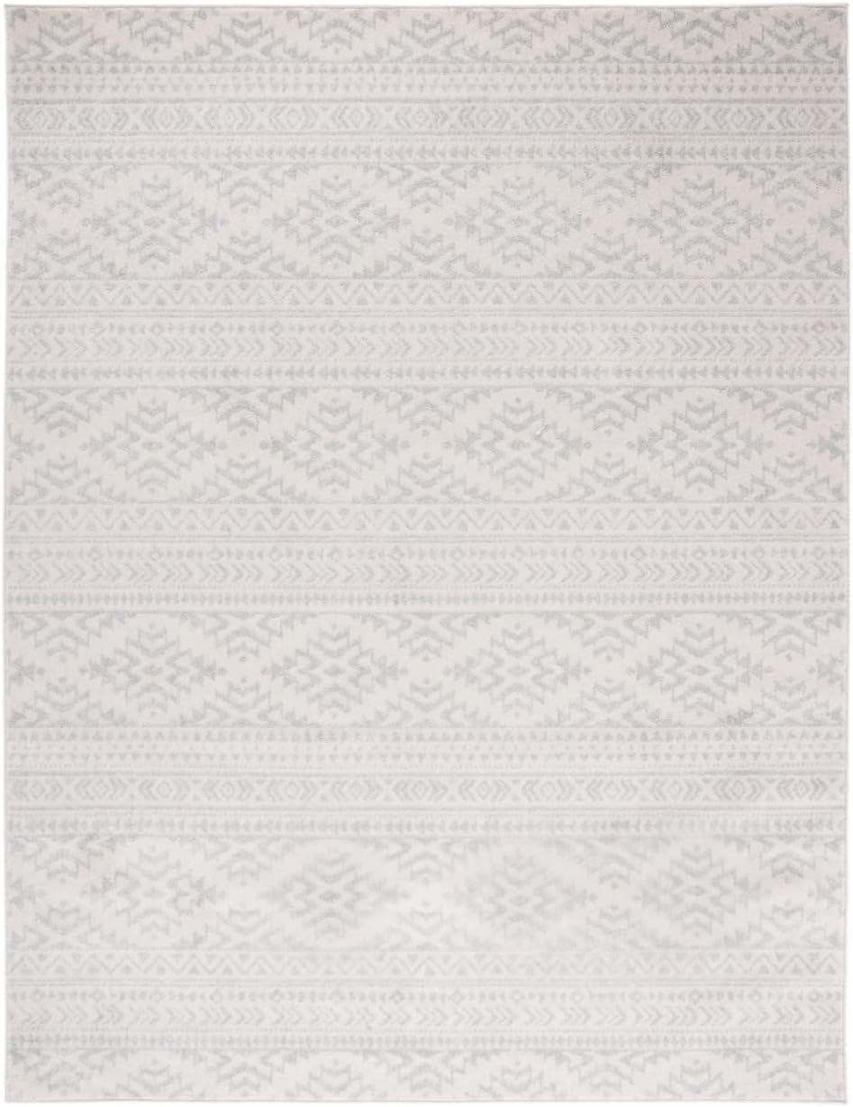 SAFAVIEH Tulum Lakisha Distressed Southwestern Area Rug, 12' x 15', Ivory/Light Grey