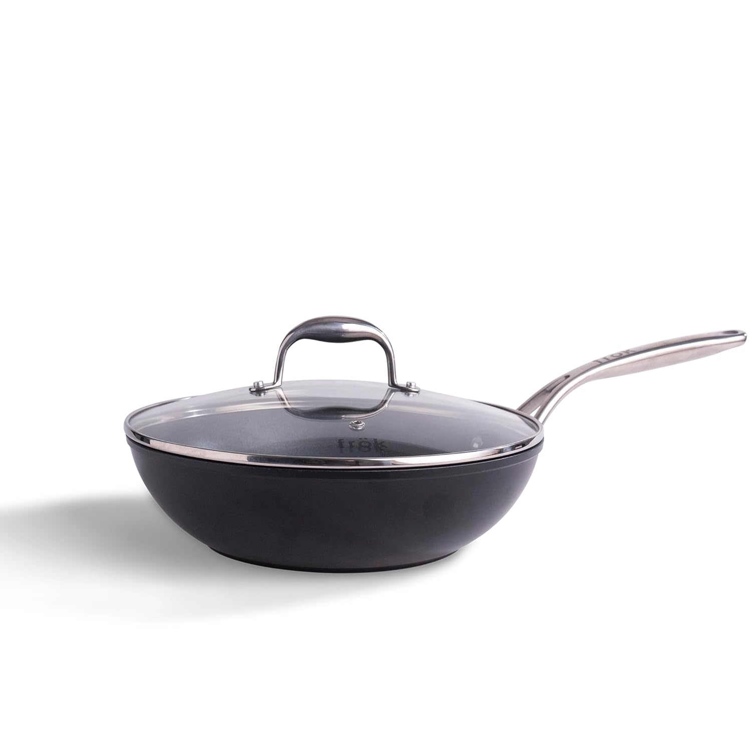 frök Frök Non-Stick Fry Pan Meets Wok With Lid, 11-Inch, Black & Silver