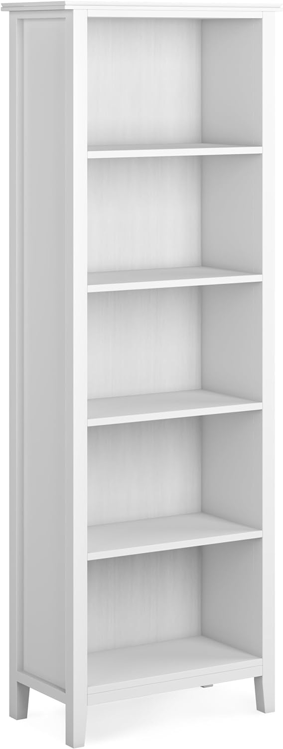 Simpli Home Artisan SOLID WOOD 72 inch x 26 inch Contemporary 5 Shelf Bookcase in White