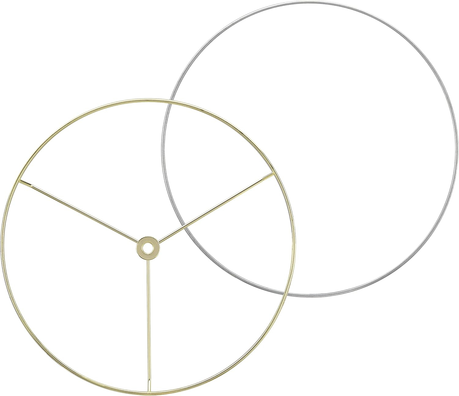 Aspen Creative 20102-11, Metal DIY Drum Lamp Shade Strong Ring, US Style Spider that Connects to Lamp Harp, Top Ring-Brass Plated/Bottom Ring-Galvanized, 10" Diameter Ring