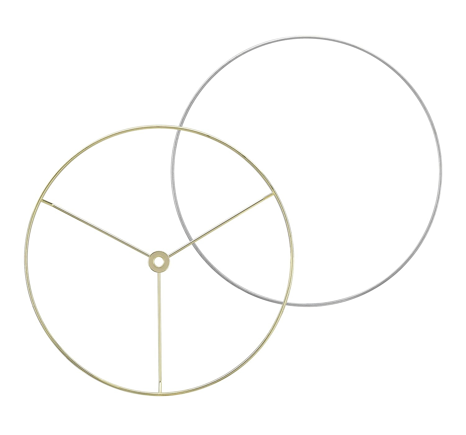 Aspen Creative 20102-11, Metal DIY Drum Lamp Shade Strong Ring, US Style Spider that Connects to Lamp Harp, Top Ring-Brass Plated/Bottom Ring-Galvanized, 10" Diameter Ring