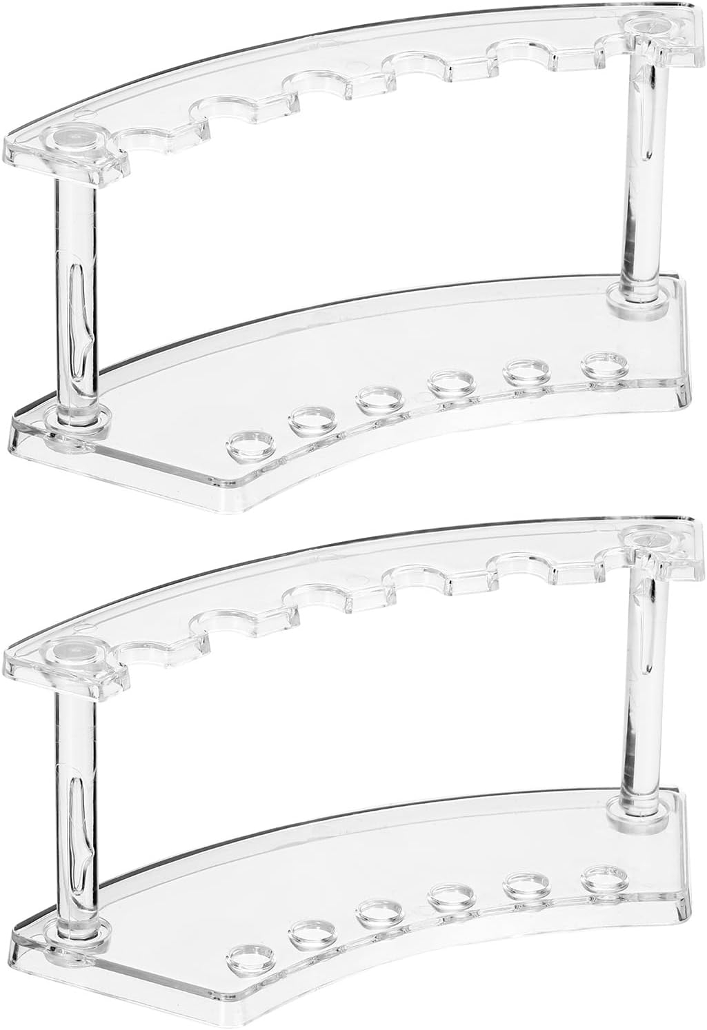 uxcell 2 Pack Plastic Pen Holder, 6-Slot Acrylic Pen Display Stand, Eyebrow Pen Rack, Makeup Brush Organizer for Office Home Store（Vertical Clear）