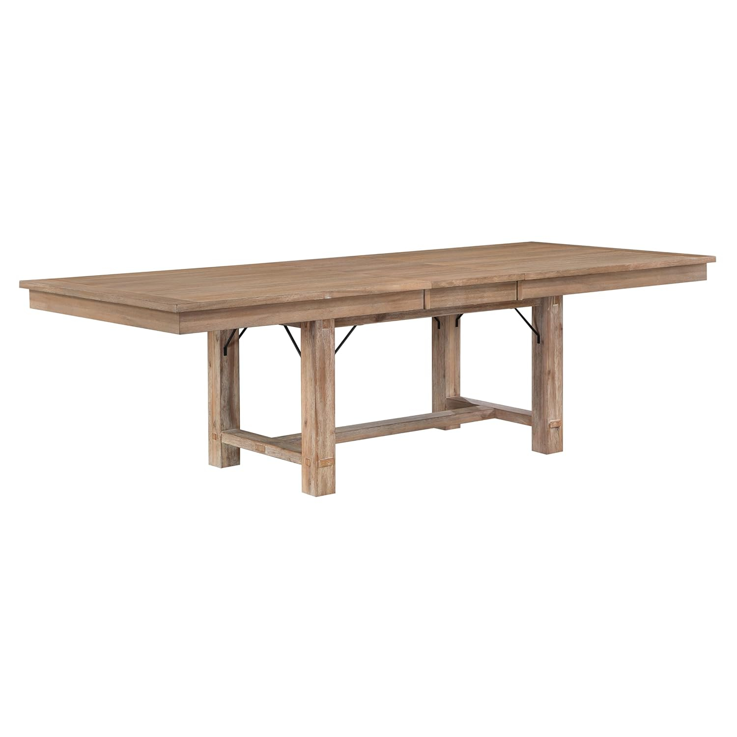 Benjara Deen 85-103 Inch Dining Table, 8 Seater, Self Storing Leaf, Brown Wood