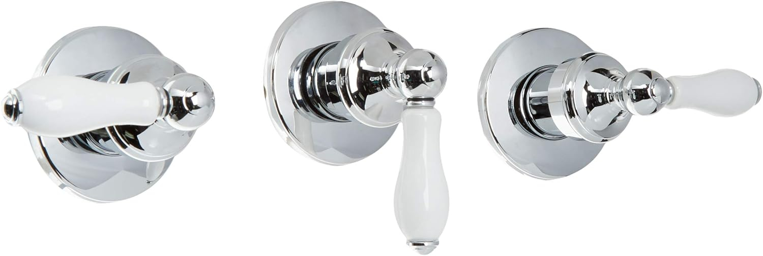 Polished Chrome and Porcelain Lever Shower Handle Kit