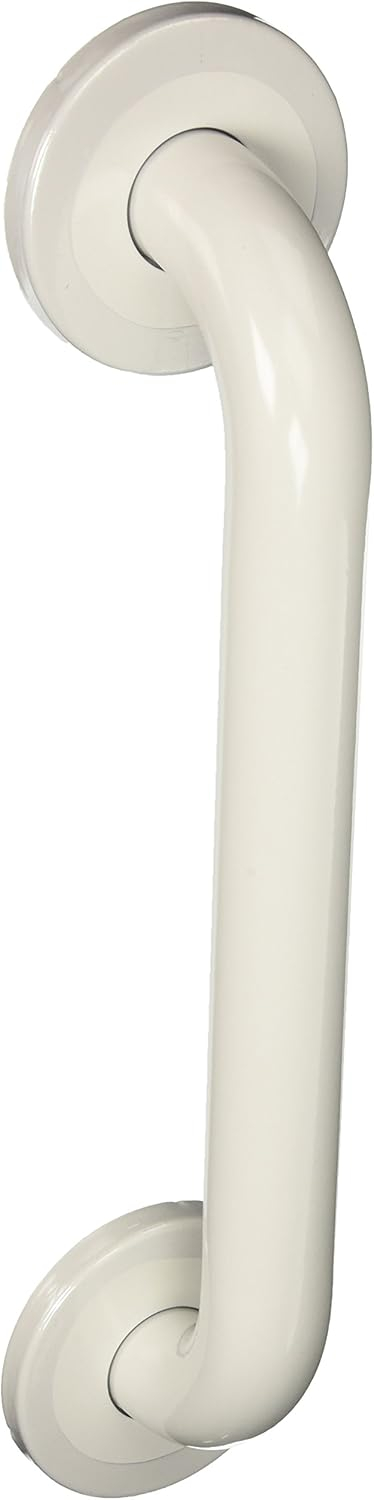 Moen R8712W Bathroom Safety 12-Inch Stainless Steel Bathroom Grab Bar with Concealed Screws, Glacier White