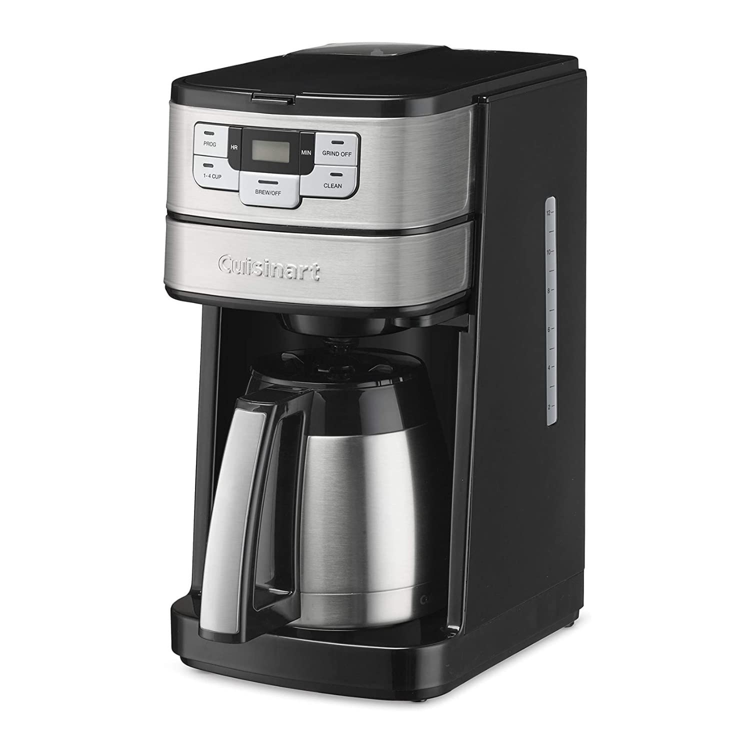 Cuisinart Automatic Grind & Brew 10-Cup Coffee Maker with Blade Grinder, Programmable Coffee Machine Glass Carafe with 1-4 Cup Setting, Brew Pause, Grind-Off Option, DGB-450NAS, Black/Stainless Steel