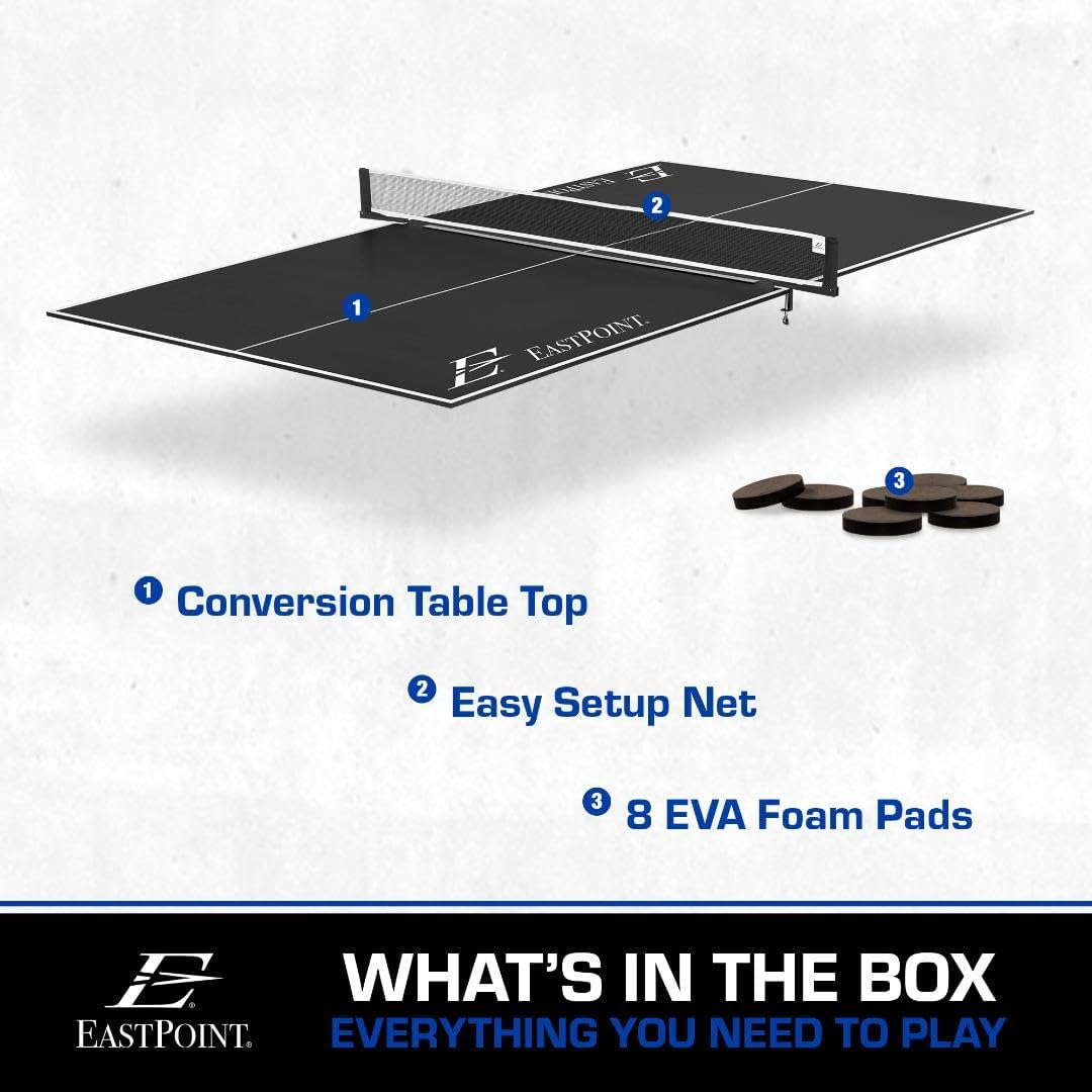 Black Foldable Alloy Steel Table Tennis Conversion Top with Net