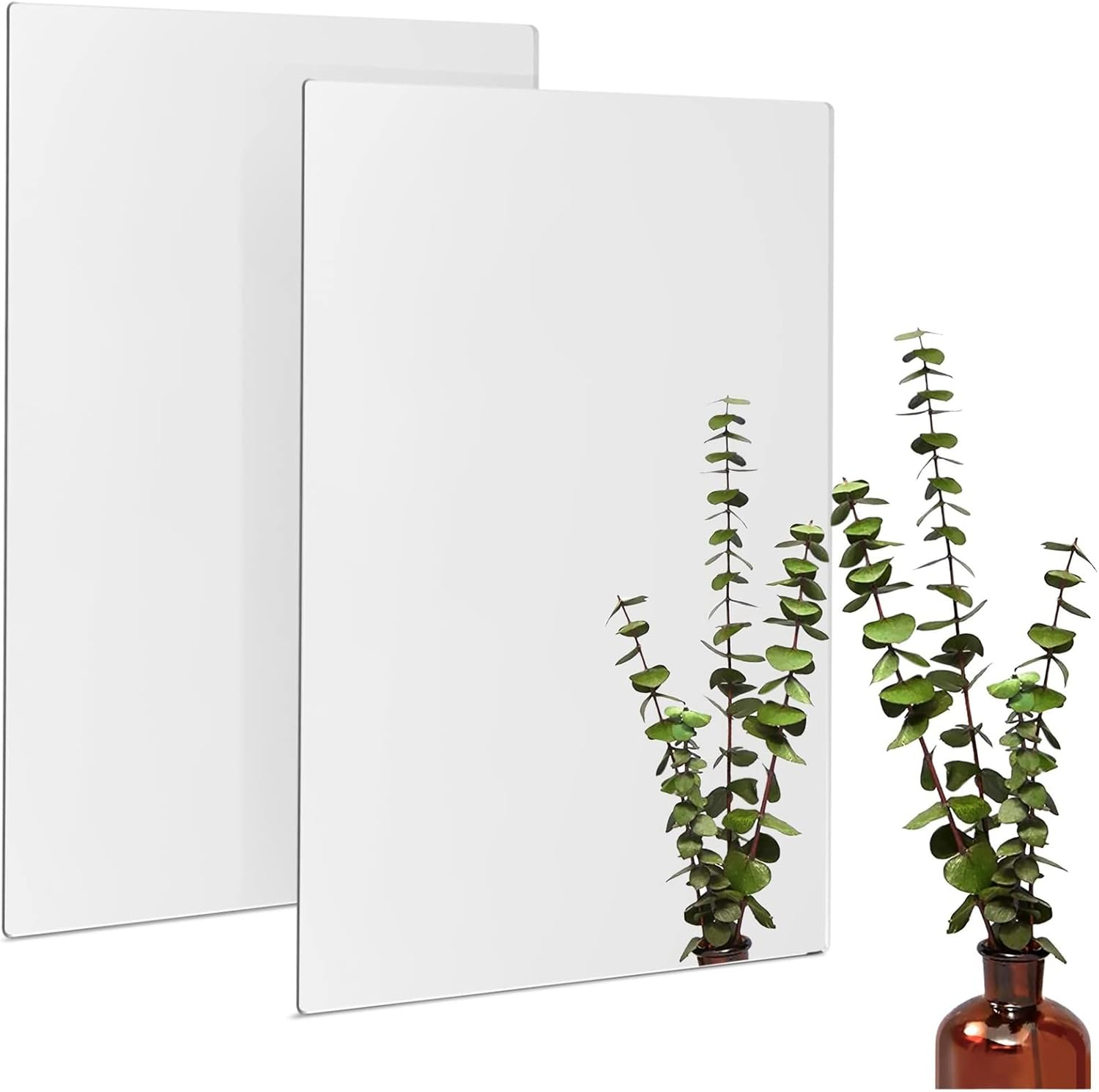 Bright Creations 2 Pack Acrylic Mirror Sheets for Wall Decor, 3mm 17x11" Shatter Resistant Frameless Tiles for Mounted Mirror, Bedroom, Home Gym, Bathroom, Kitchen, Door