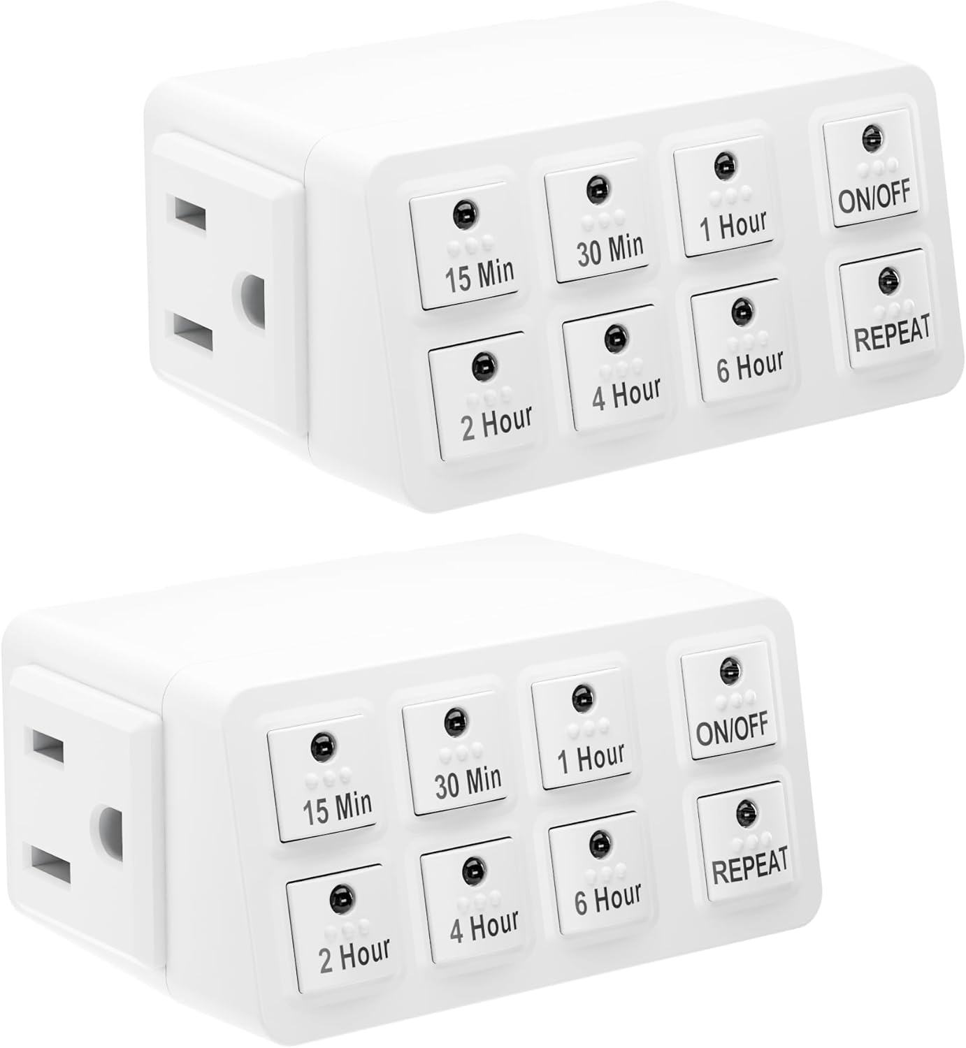 BN-LINK 2 Pack Indoor Countdown Timer with Repeat Function, Heavy Duty Accurate Compact Size for Charger Vacation Security, 3-Prong Grounded Outlet, 15A/1875W ½ HP ETL Listed