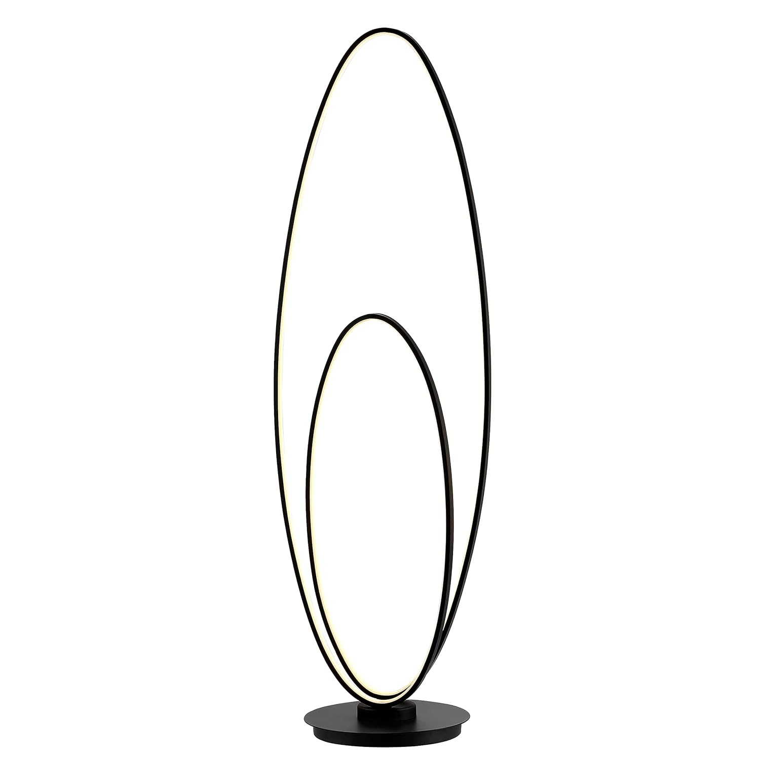 JONATHAN Y JYL9540A Looper 47" Metal Modern Contemporary Oval Dimmable Integrated LED Floor Lamp for living room, dinning room, bedroom, office, Black