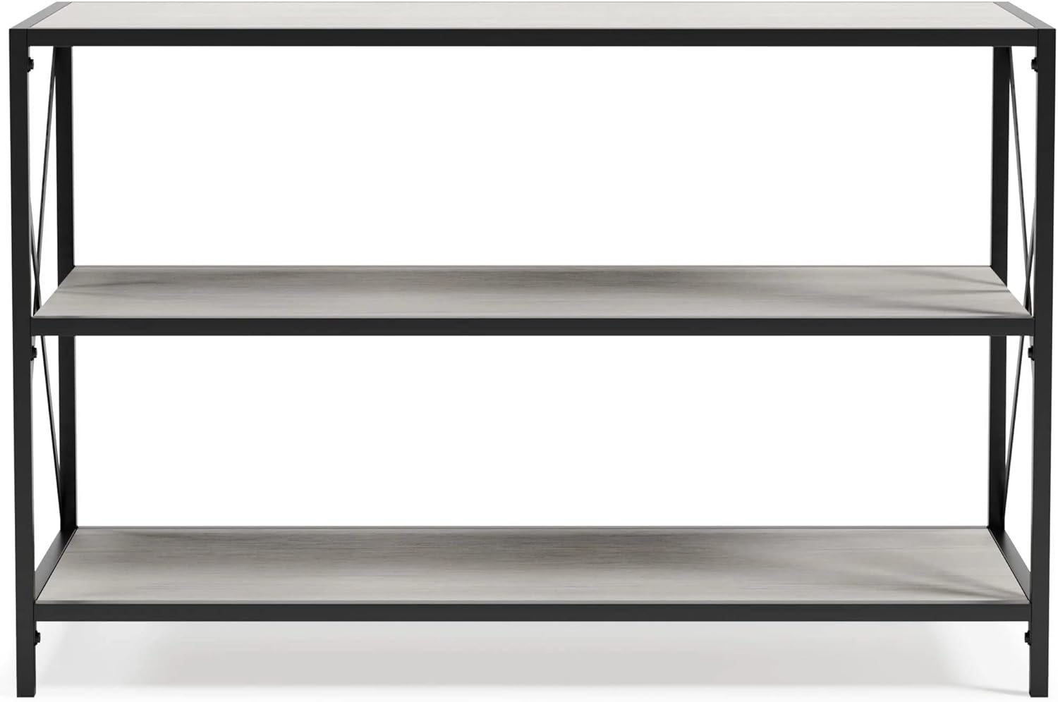 40 in. Gem 3 Shelves & X Side Accents Metal Console Sideboard Table, Black & White