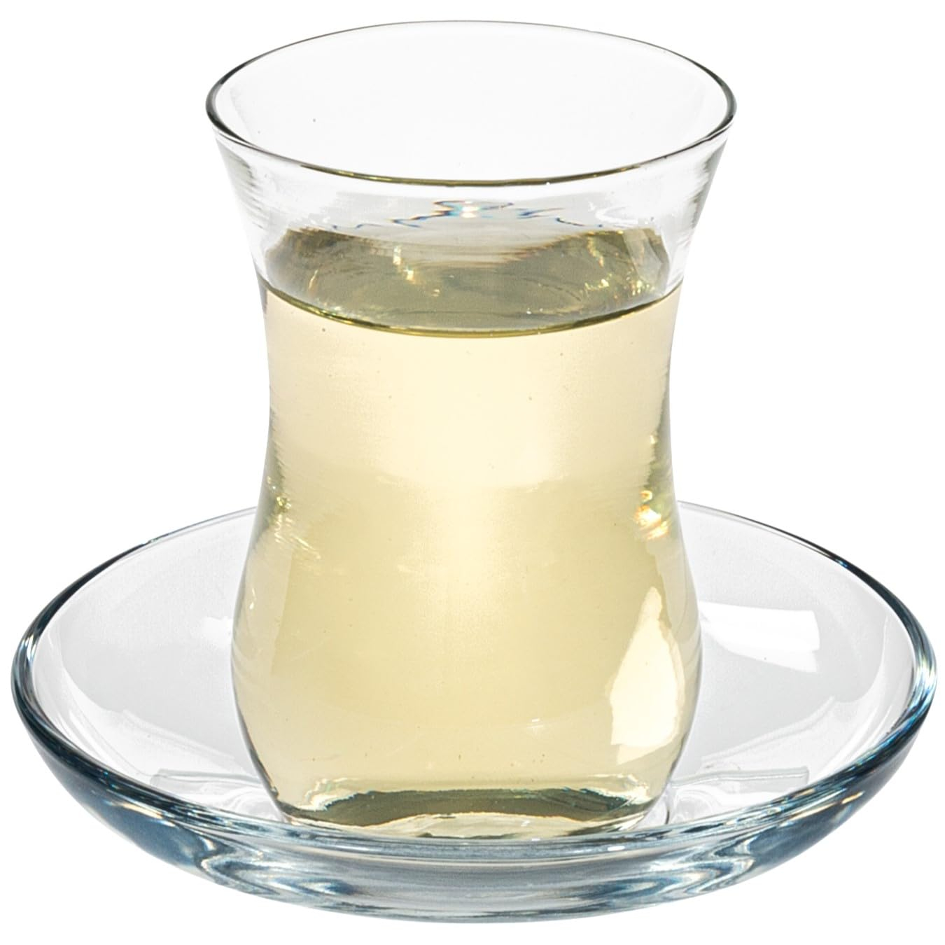 Clear Glass Turkish Tea Cups with Saucers, 4 Oz, Set of 6