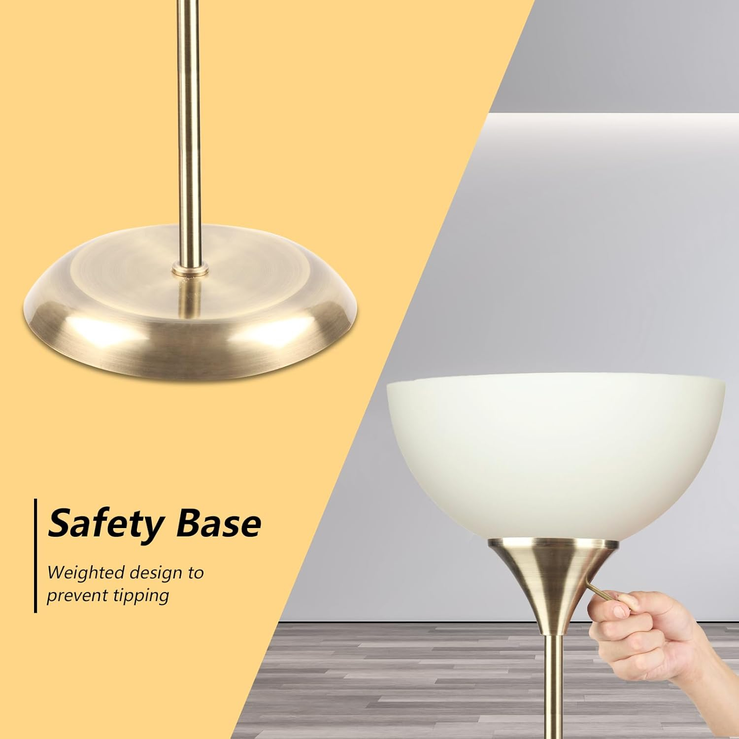 Standing Lamp, Led Floor Lamps for Living Room, Drop-Resistant White Lampshade, Rotary Switch, Industrial Metal Tall Lamp for Living Room Bedroom Study Office Kid's Room (Bronze)