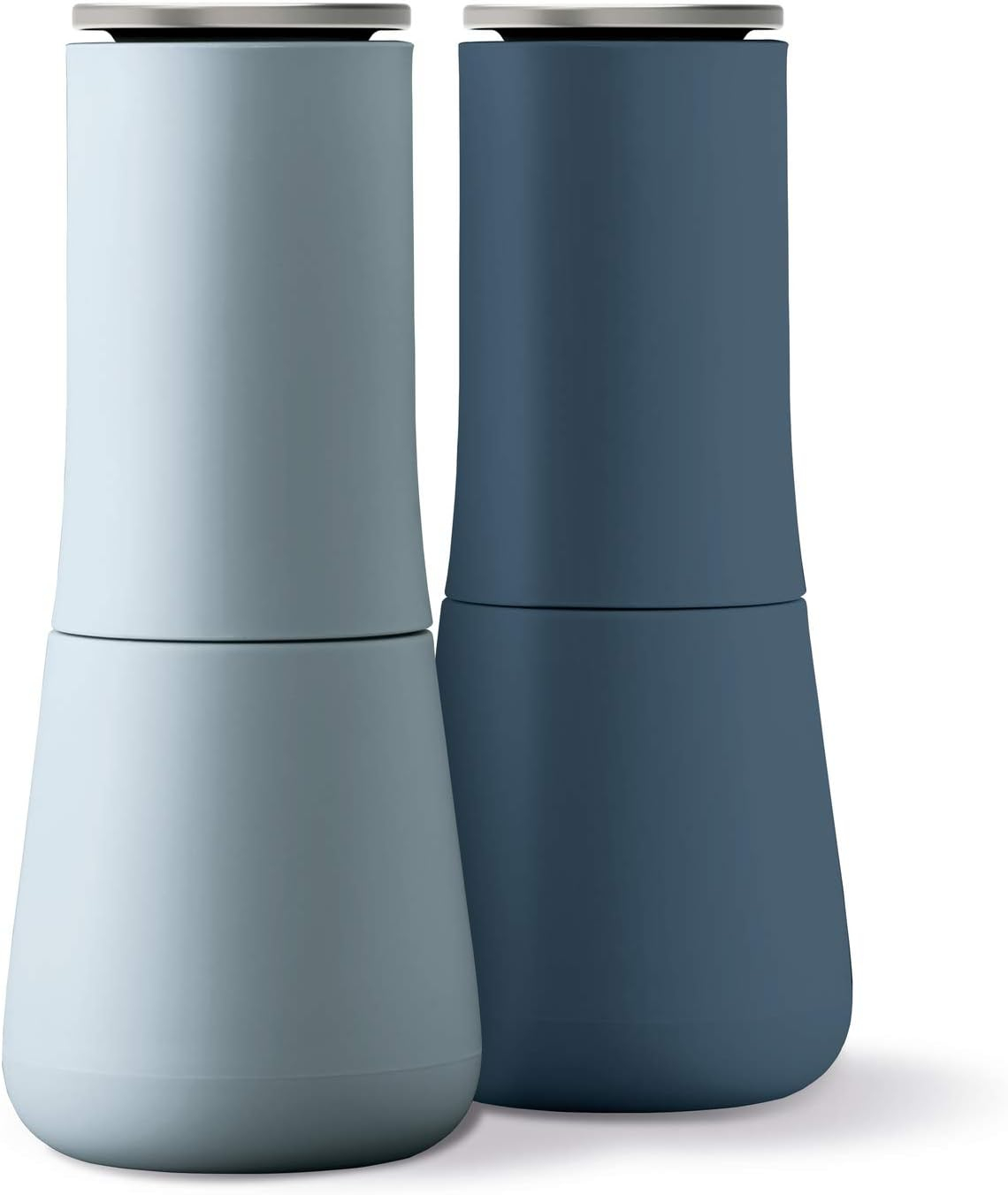 Sky Blue and Dark Blue Non-Spill Salt and Pepper Mill Set