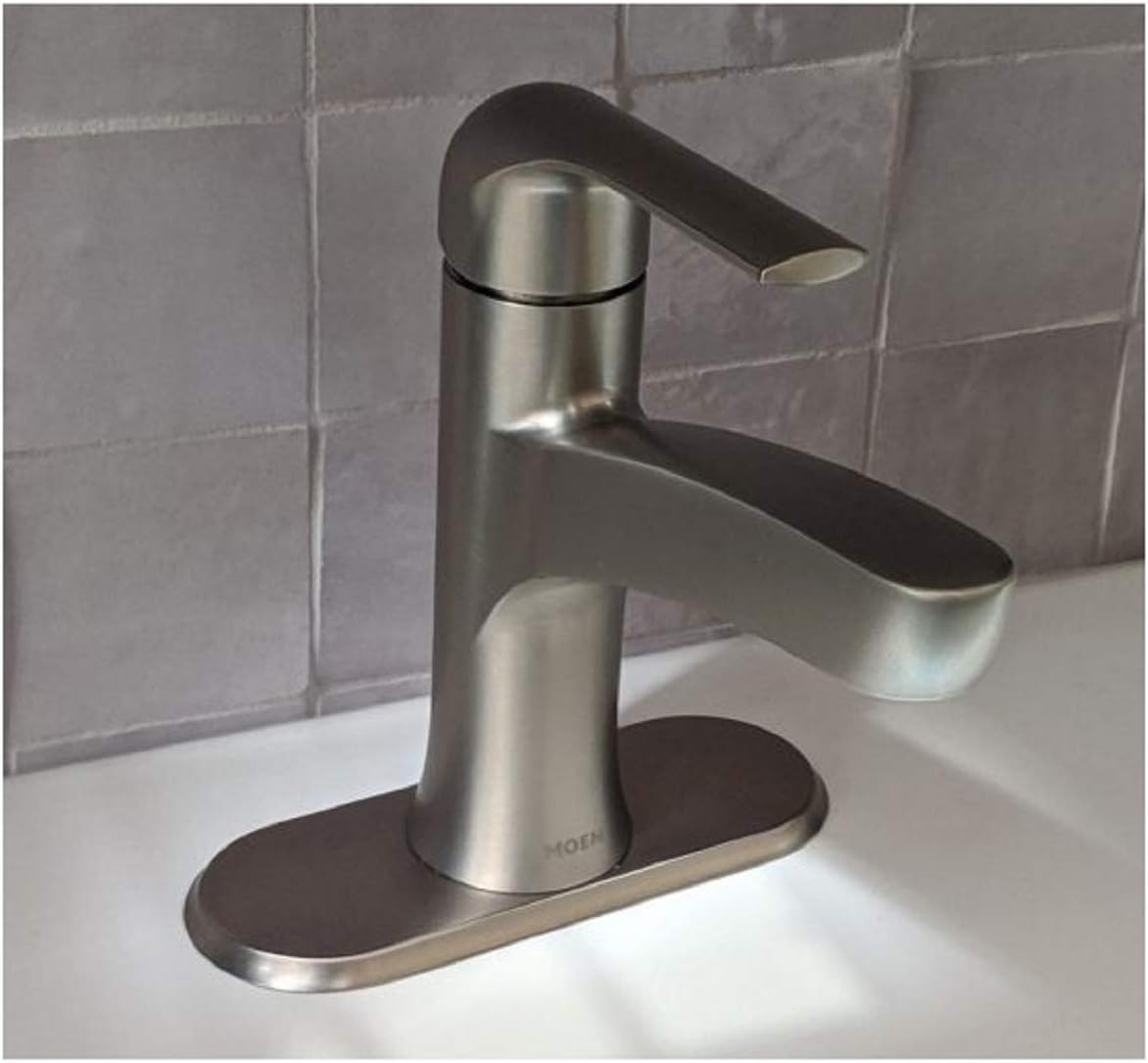 Moen Tilson Spot Resist Brushed Nickel Bathroom Faucet with Optional Deck Plate, 84565SRN