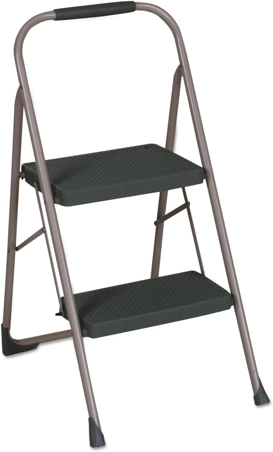 22-Inch Black and Gray Foldable 2-Step Steel Stool
