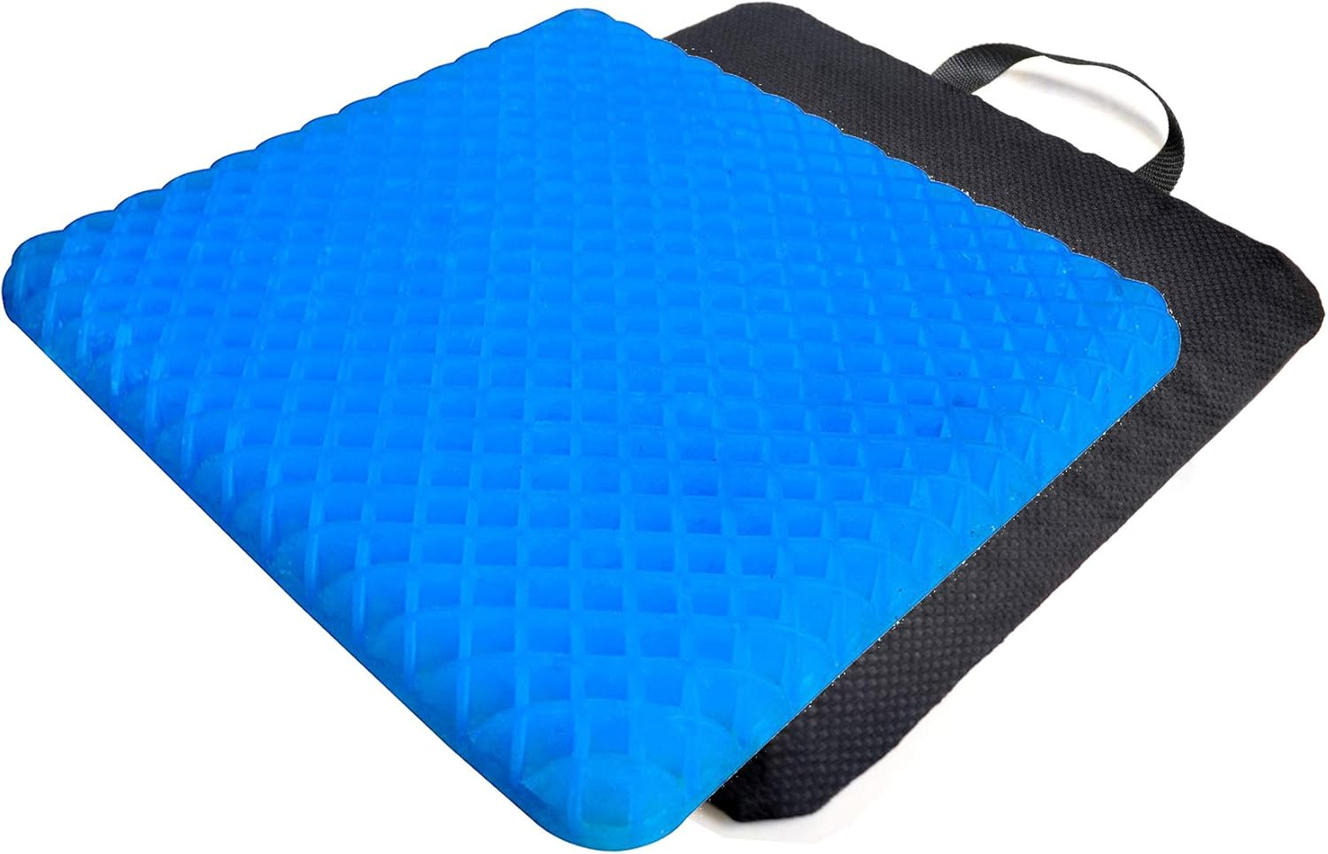 Black and Blue Orthopedic Gel Seat Cushion with Handle