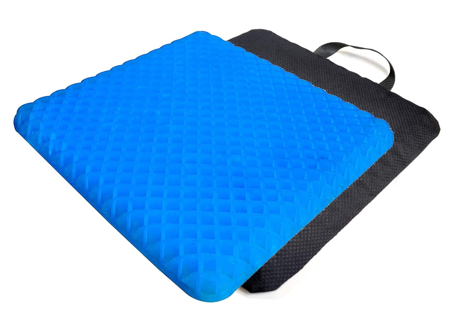 Black and Blue Orthopedic Gel Seat Cushion with Handle