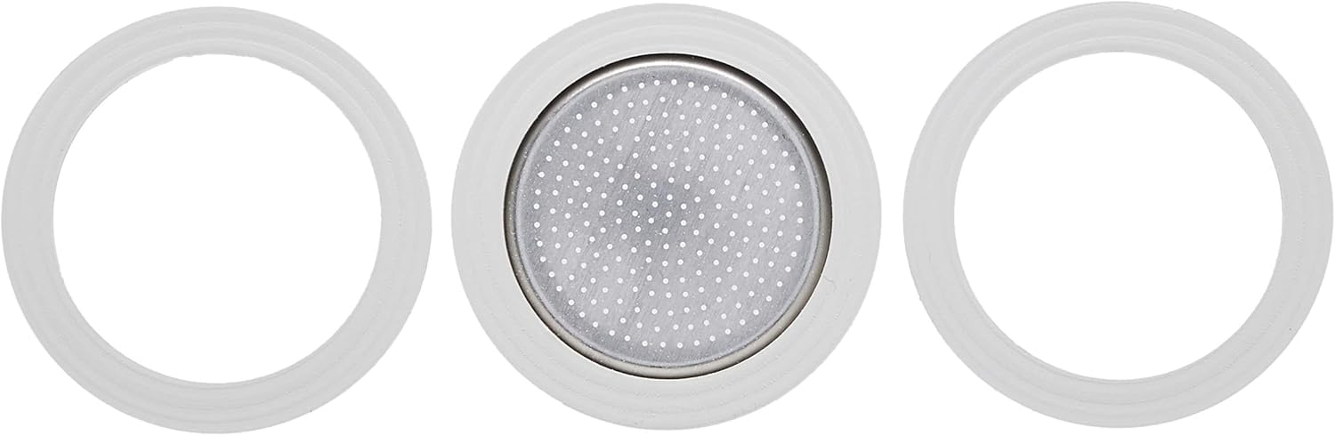 Bialetti Replacement Gaskets and Filter for 1 Cup Moka / Break / Dama / Mini Express Espresso Makers (1-CUP Size)
