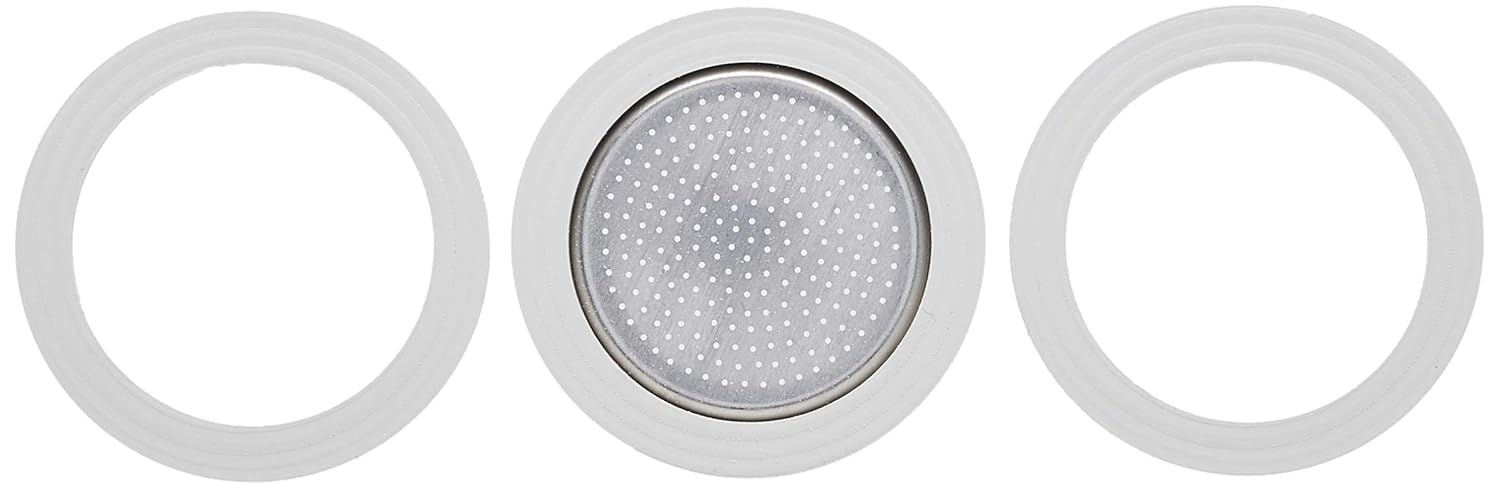 Bialetti Replacement Gaskets and Filter for 1 Cup Moka / Break / Dama / Mini Express Espresso Makers (1-CUP Size)