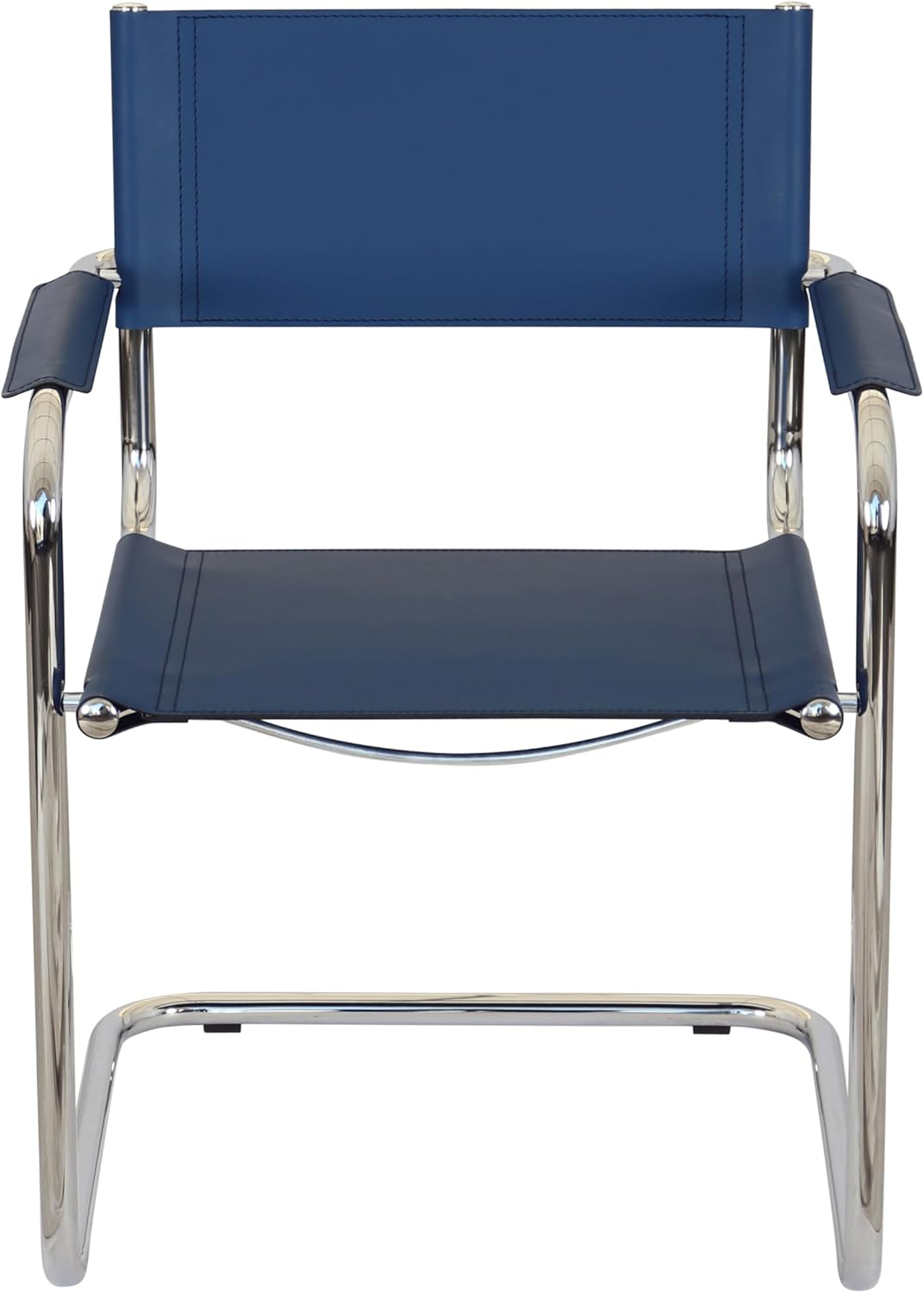 Breuer Chair Company Mart Stam Cantilever Armchair Arm Chair w/ Chrome Steel Frame & Blue Bonded Leather by Furnish Theory