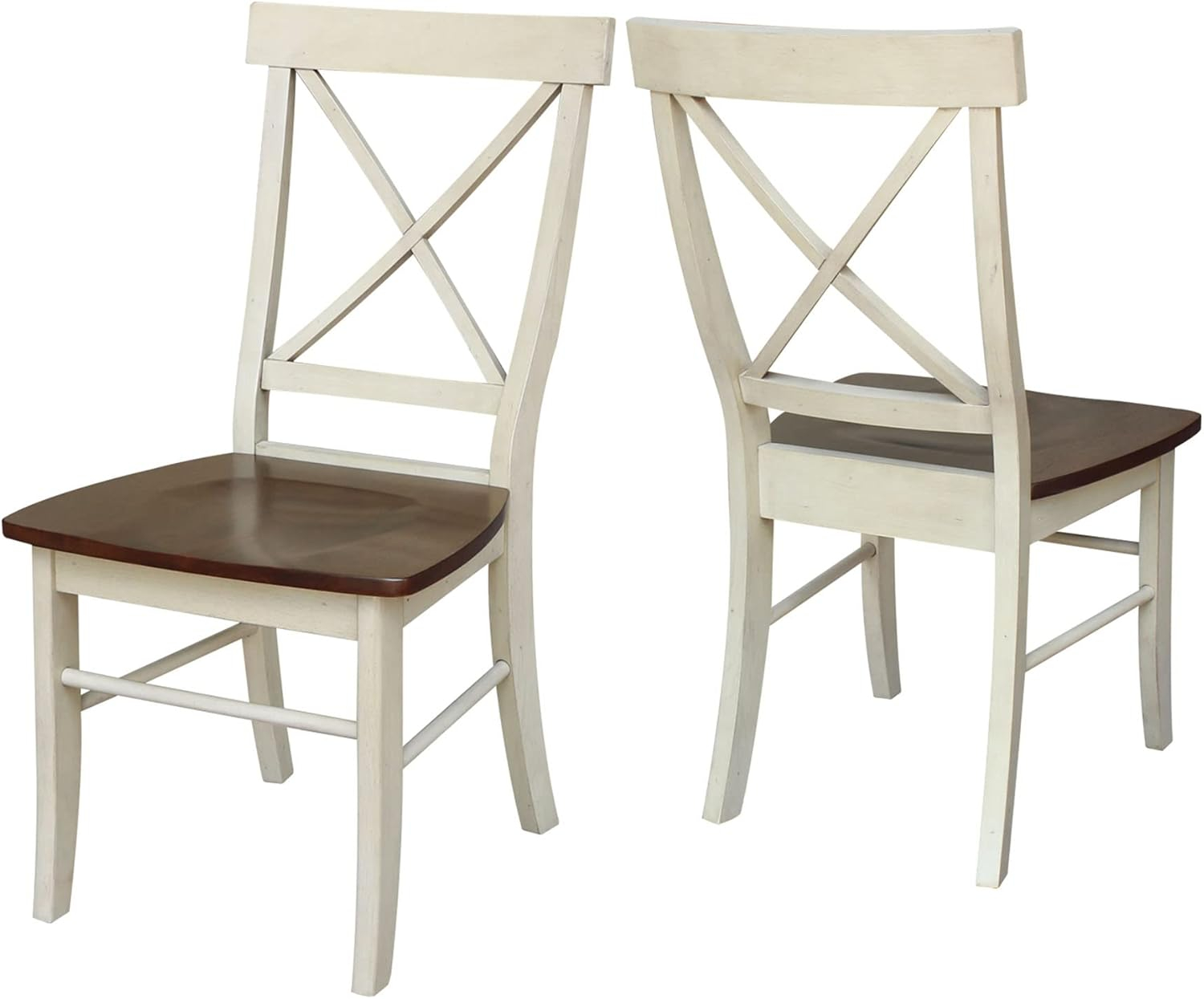 Elegant White Parawood High Cross Back Chair, Set of 2