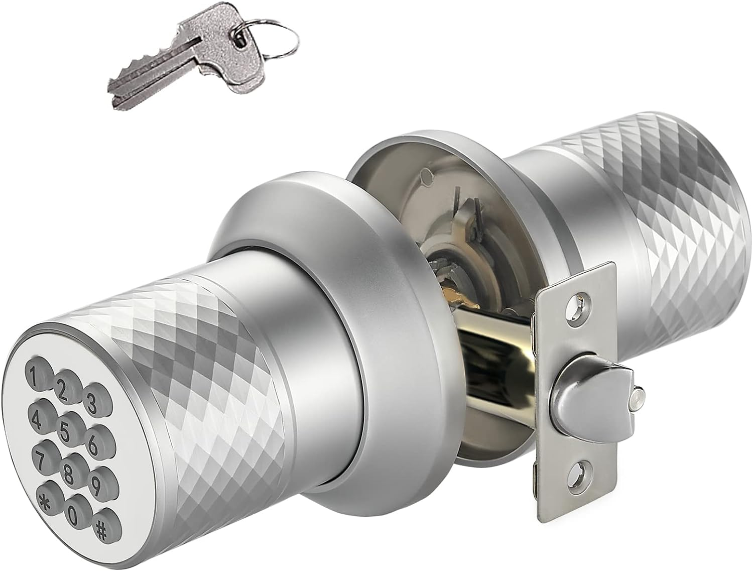 Electronic Keypad Door Knob, Smart Keyless Entry Door Knobs, Code, Anti-Slip Handle, 2.5s Auto Lock, Waterproof Door Lock, Easy to Install for Home, Office, Apartments and Garage