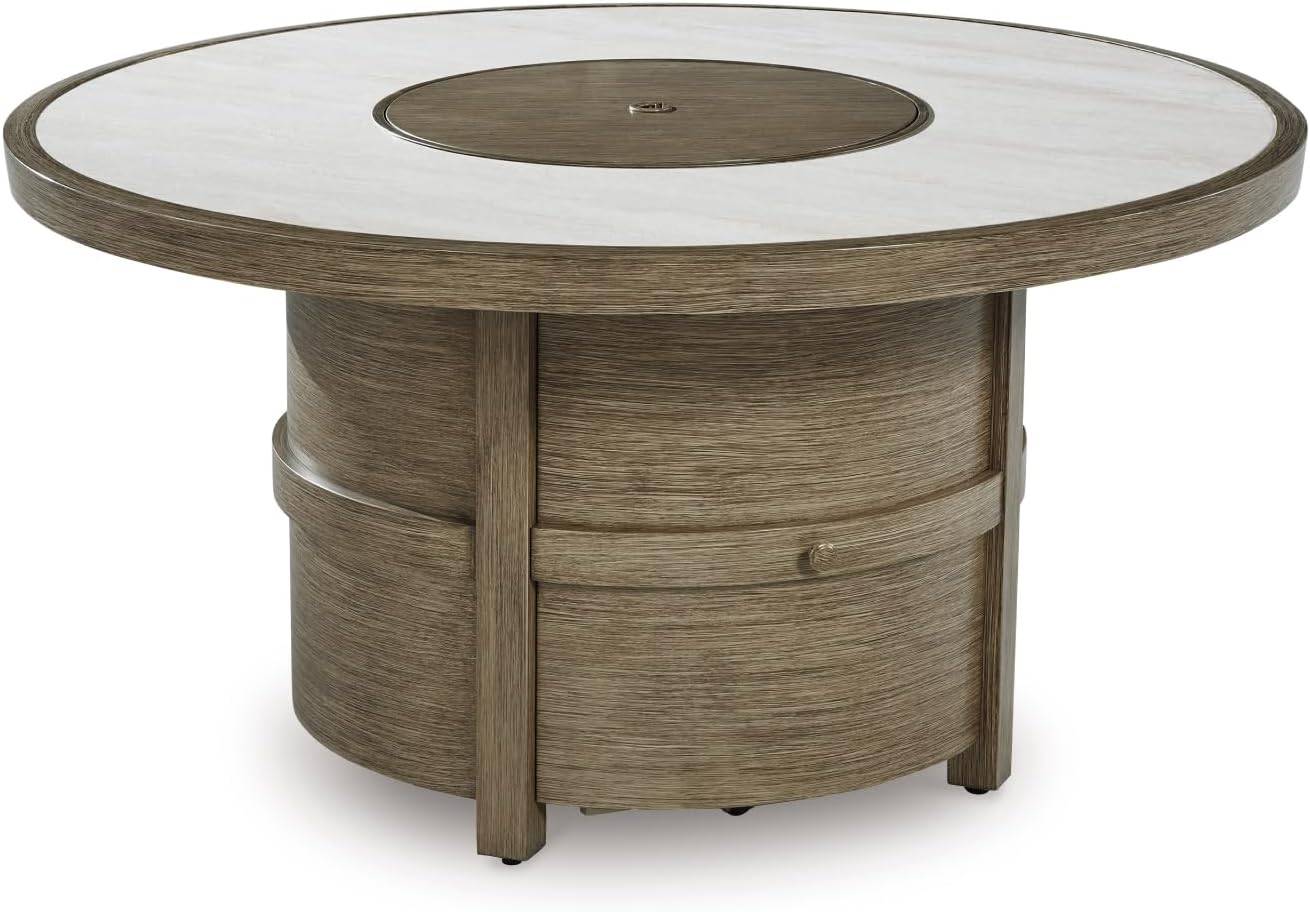 Signature Design by Ashley Rainier Ranch Beige Fire Pit Table
