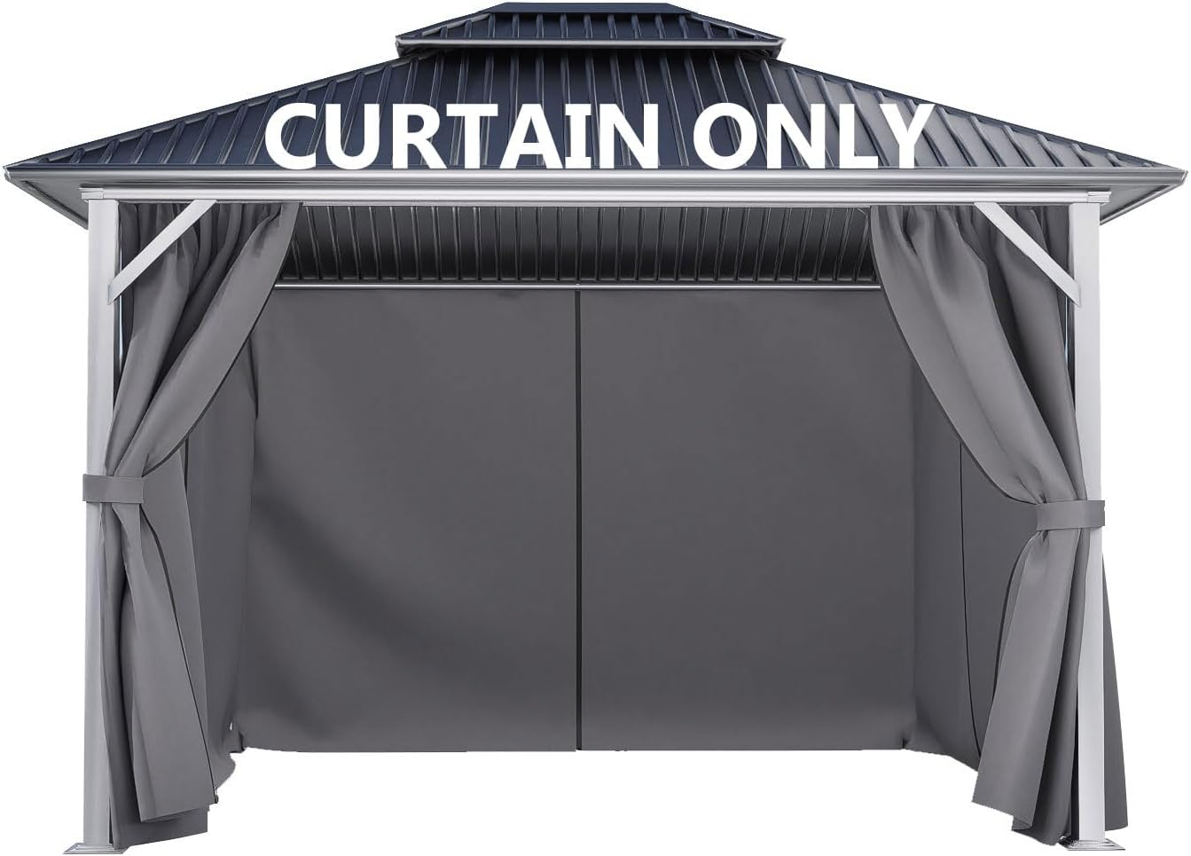 Aoodor Gazebo Curtain Replacement - Universal 4-Panel Sidewalls 10' x 13', Patio Privacy Curtains with Double Zipper, UV Resistant, Perfect for Outdoor Canopy, Garden, and Backyard (Curtain Only) Grey