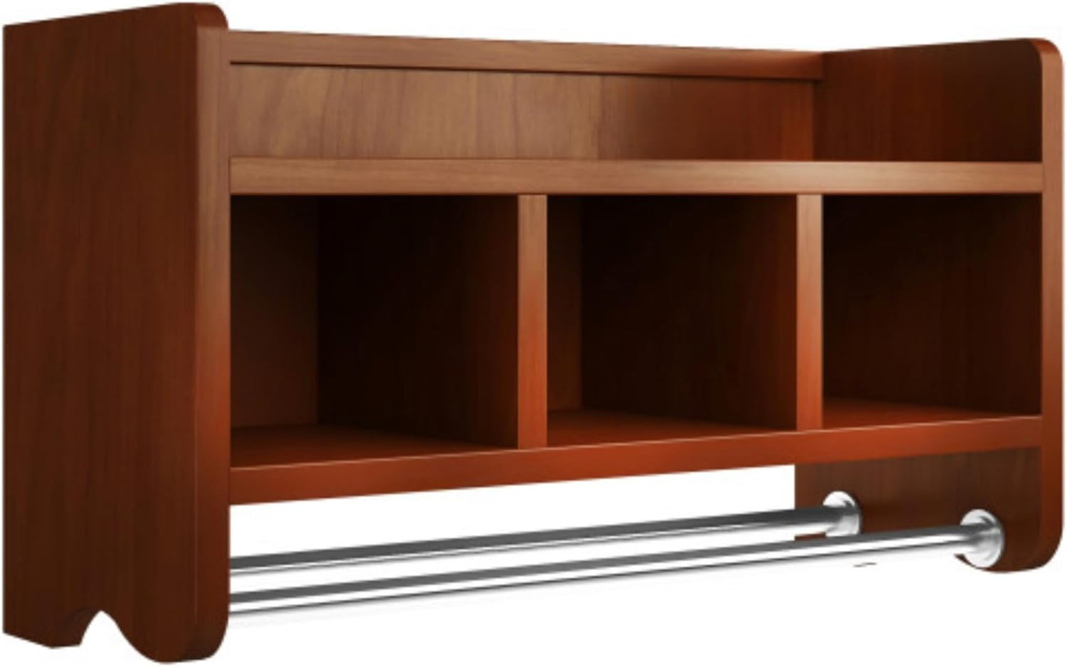 25" Bath Storage Shelf with Towel Rod, Chestnut