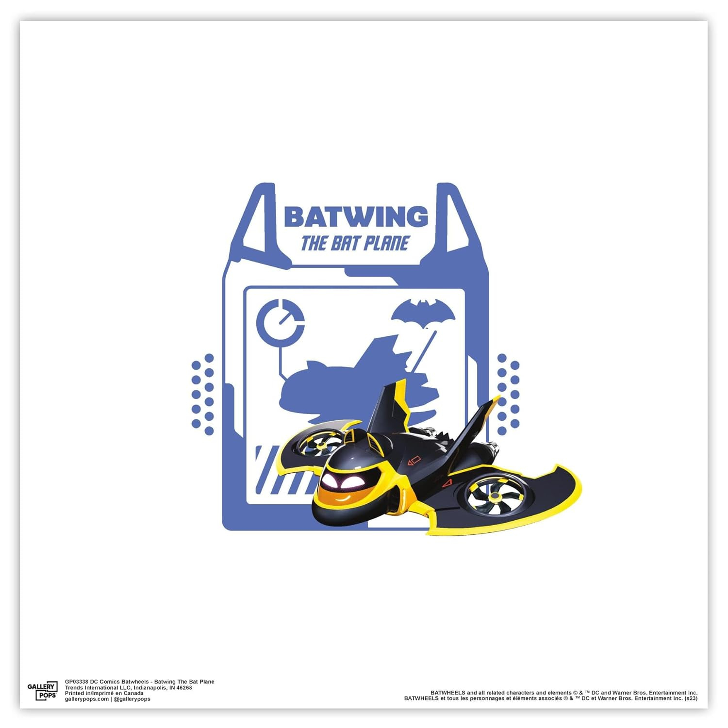 Gallery Pops DC Comics Batwheels - Batwing The Bat Plane Wall Art, Unframed Version, 12" x 12"