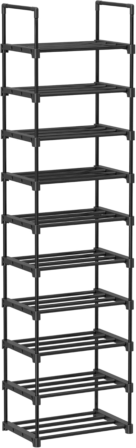 Shoe Rack, 10 Tier Shoe Organizer, Metal Shoe Storage Shelf for 20 Pairs of Shoes, Easy to Assemble, Entryway