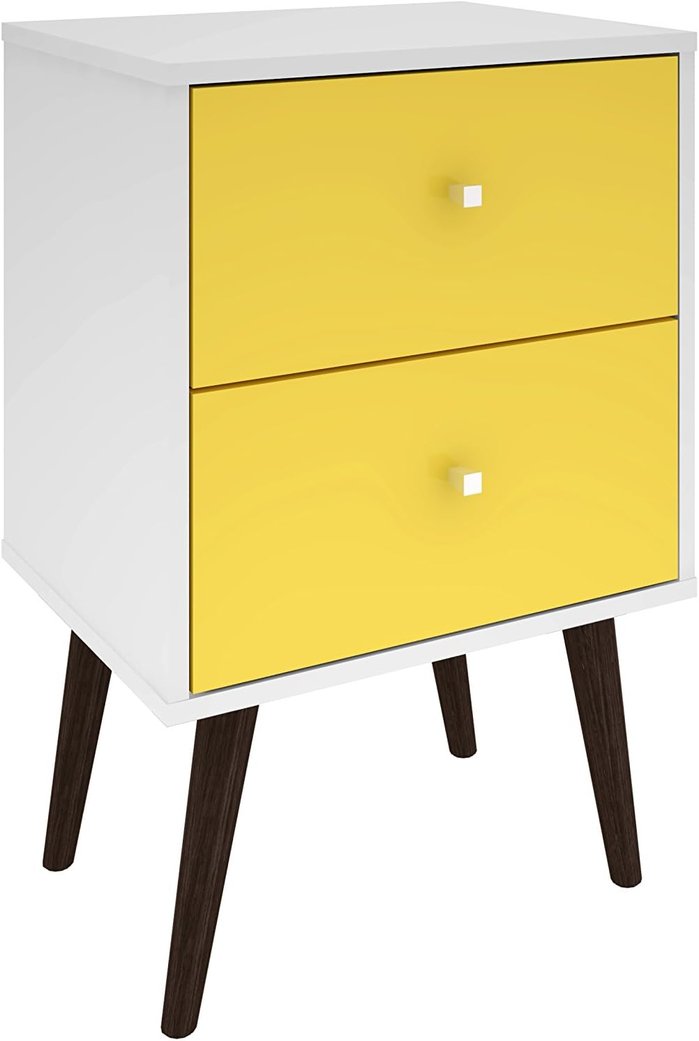 Liberty Mid-Century Modern Nightstand 2.0 with 2 Full Extension Drawers with Solid Wood Legs