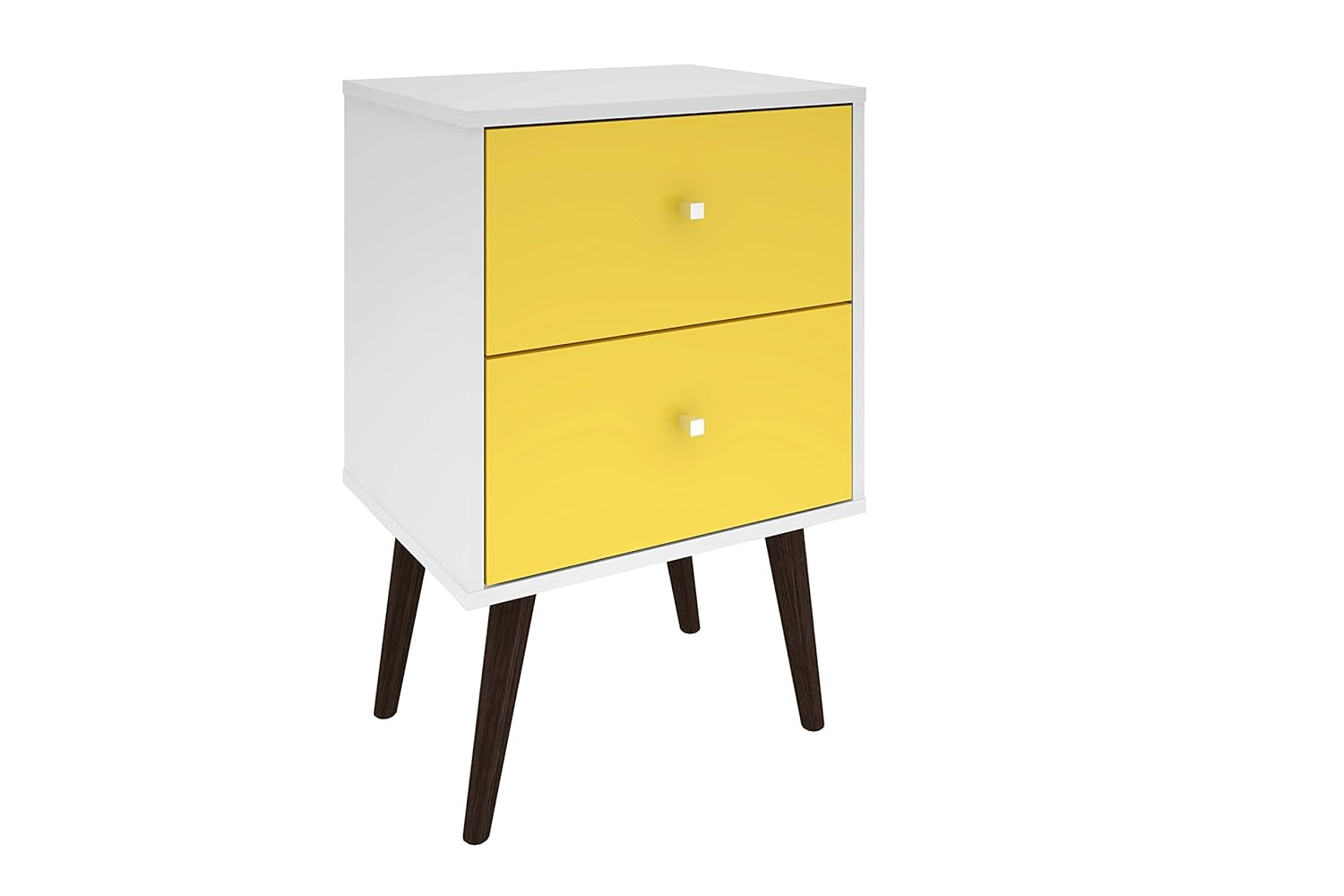 Liberty Mid-Century Modern Nightstand 2.0 with 2 Full Extension Drawers with Solid Wood Legs