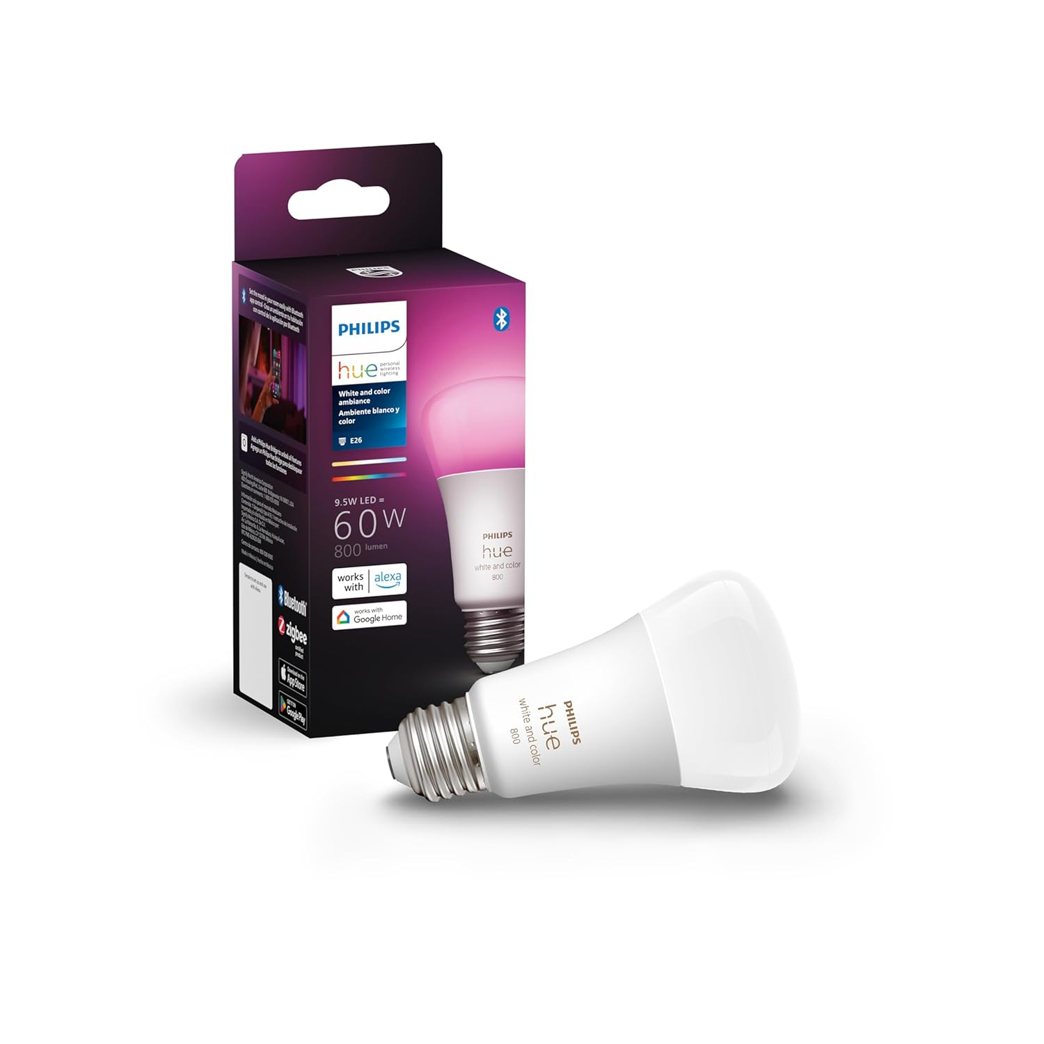Philips Hue White & Color Ambiance A19 Bluetooth Smart LED Bulb - Multicolor