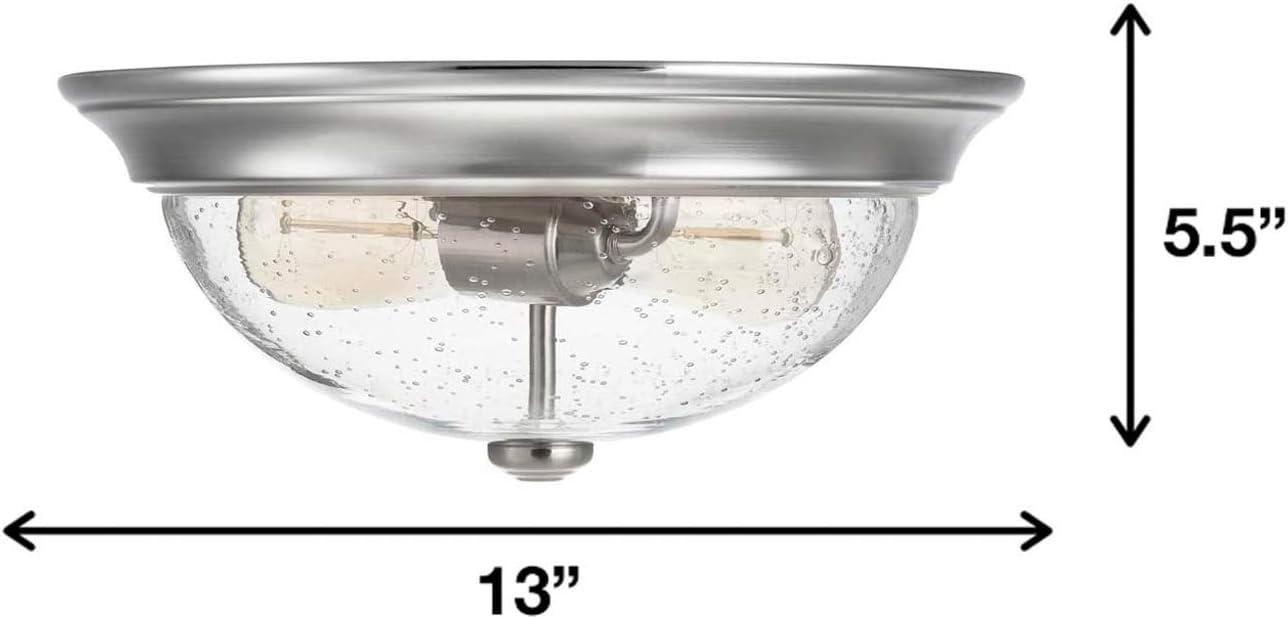 13-Inch Brushed Nickel Drum Flush Mount with Clear Glass