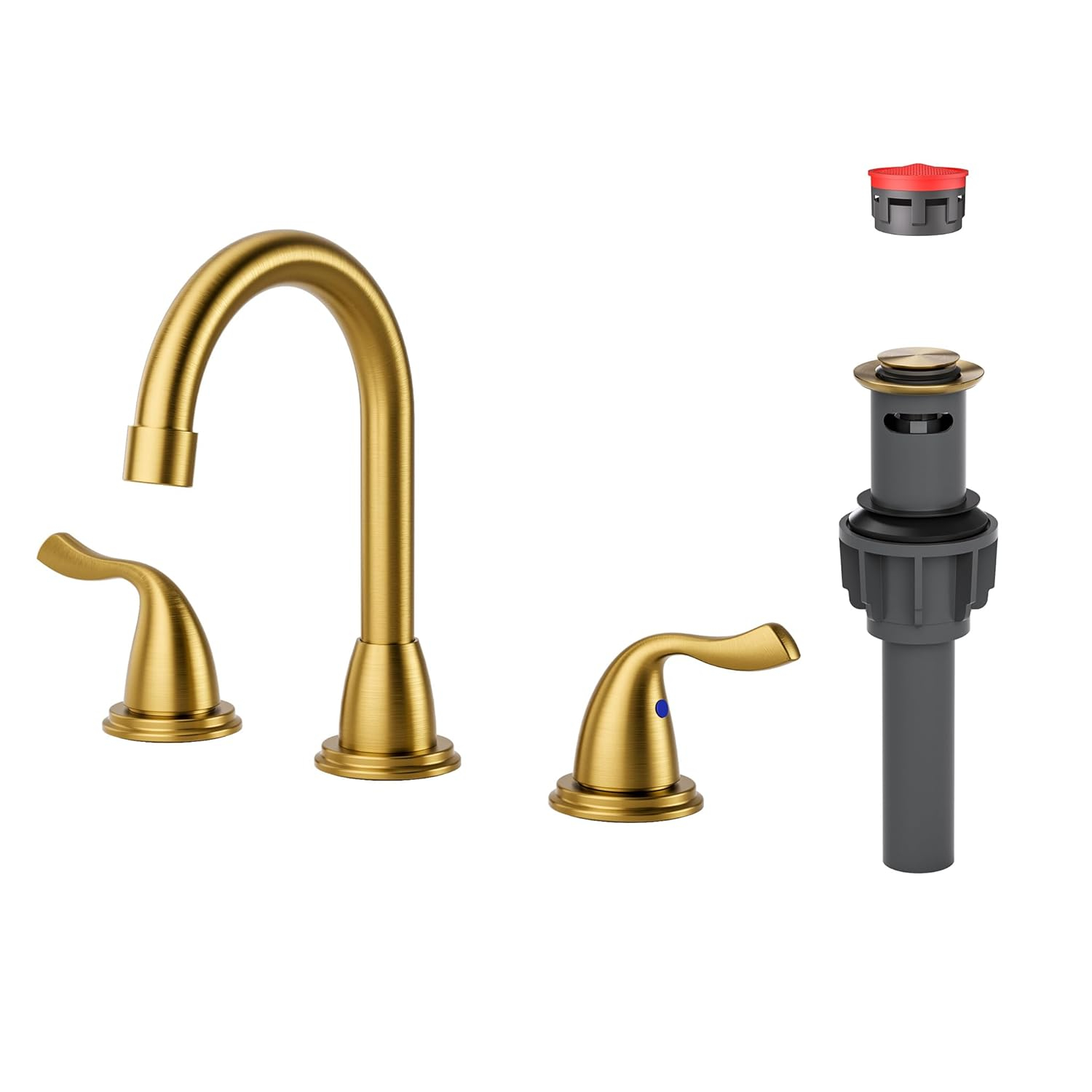 Brushed Gold Bathroom Faucet 3 Hole: ARCORA 8 Inch Widespread Bathroom Faucet, 2 Handles Bathroom Sink Faucet with Drain Assembly