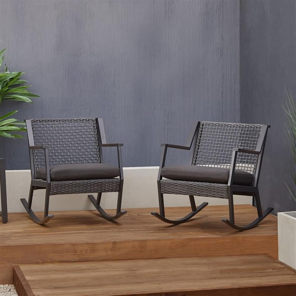 Real Flame Calvin Aluminum Patio Rocker in Black (Set of 2)