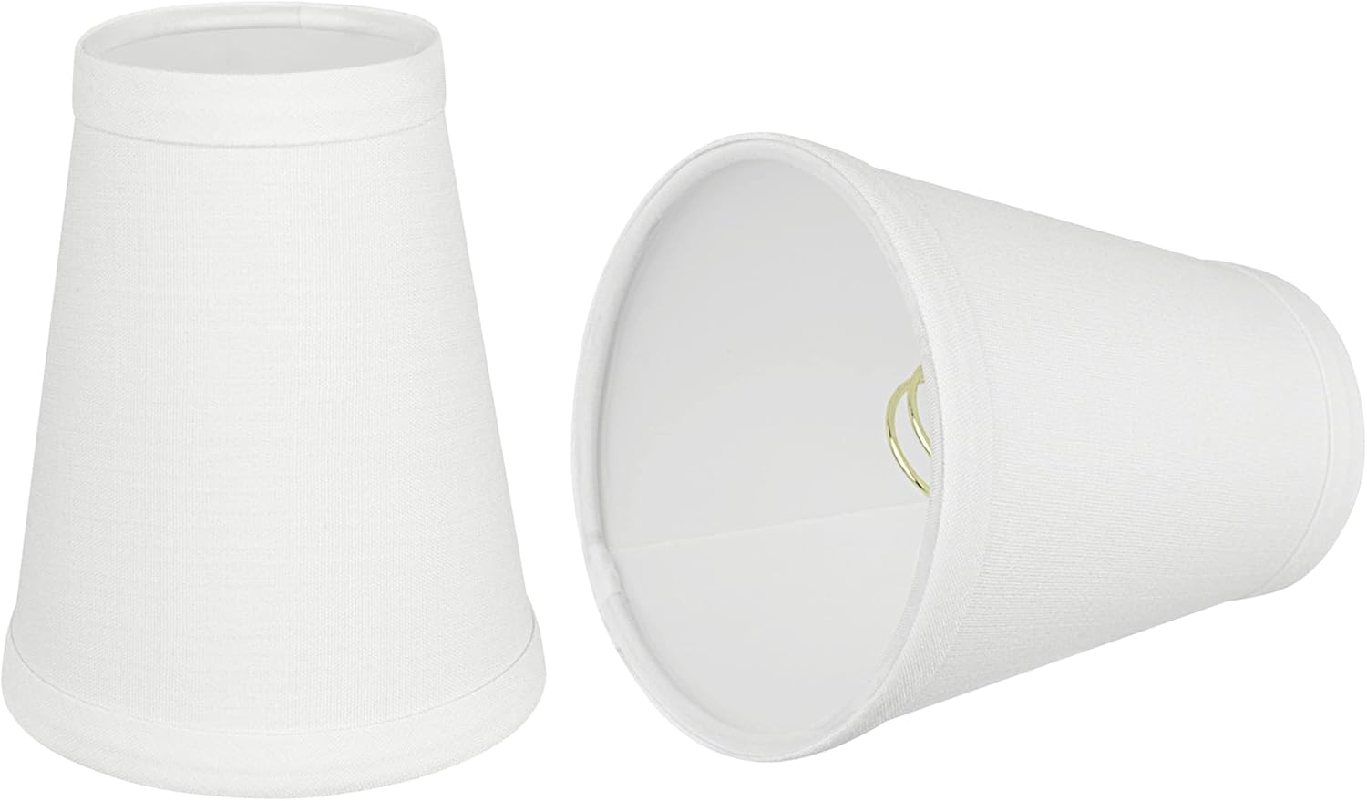 Aspen Creative 32080-5 Small Hardback Empire Shape Chandelier Clip-On Lamp Shade Set (5 Pack), Transitional Design in Off White, 4" bottom width (2.5" x 4" x 5")