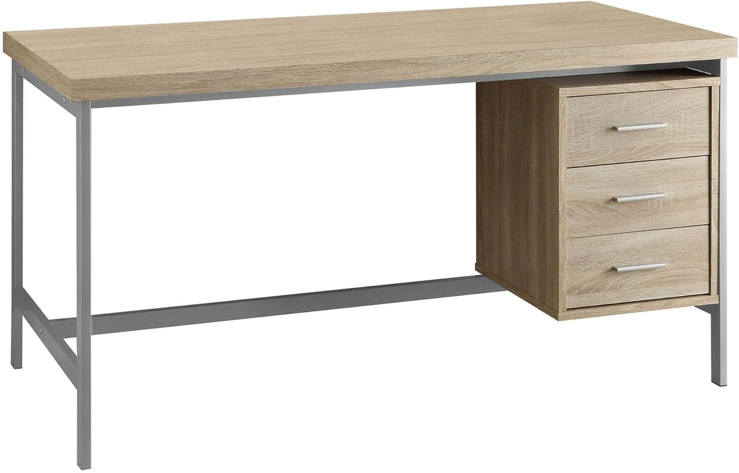 MONARCH - COMPUTER DESK - 60"L / WHITE / SILVER METAL