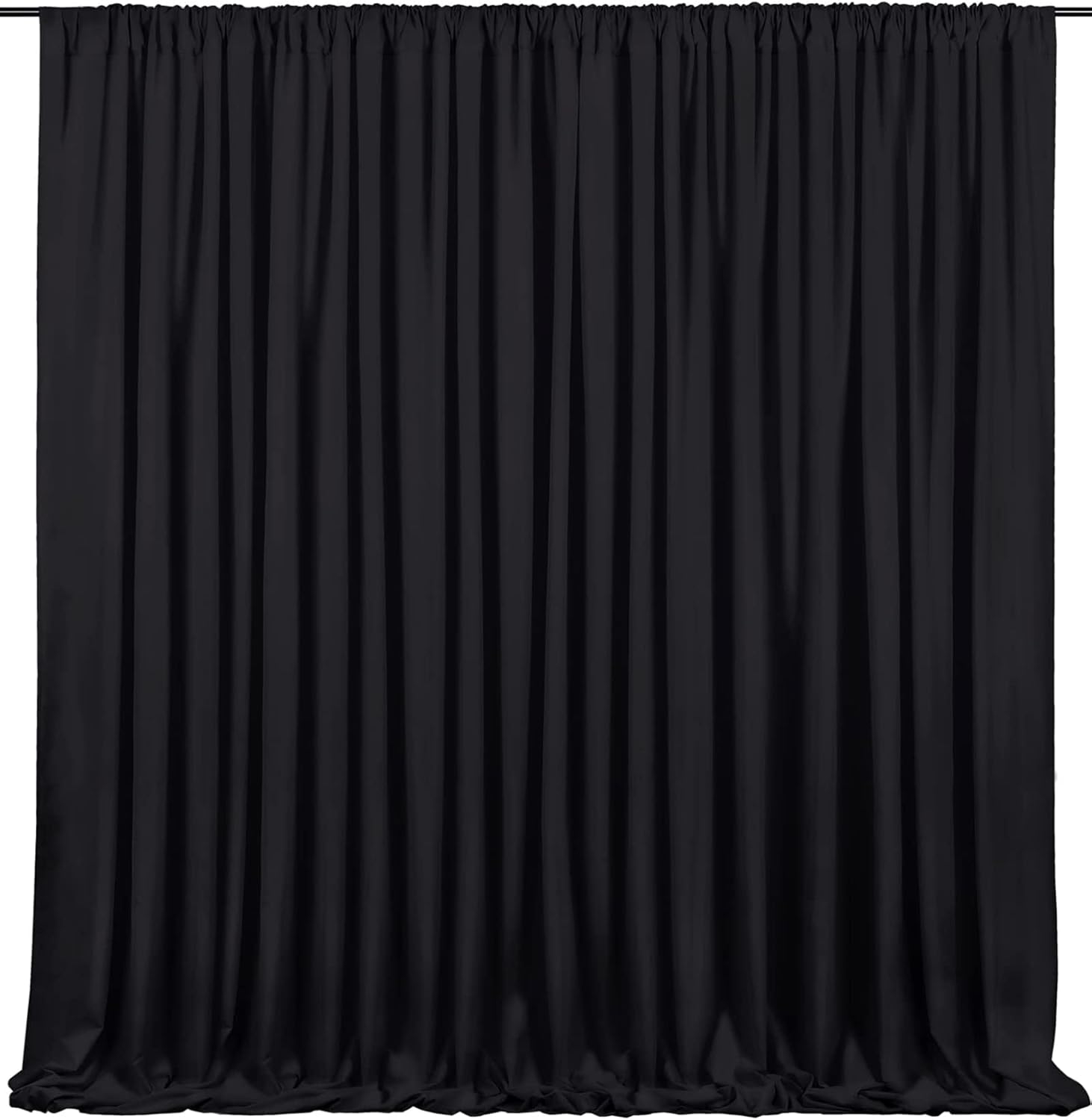 10x10 Black Photo Backdrop Curtain for Parties, Wrinkle Free Black Fabric Curtain Backdrop Wall Drape with Rod Pocket for Birthday Home Decor 5ft x 10ft, 2 Panels