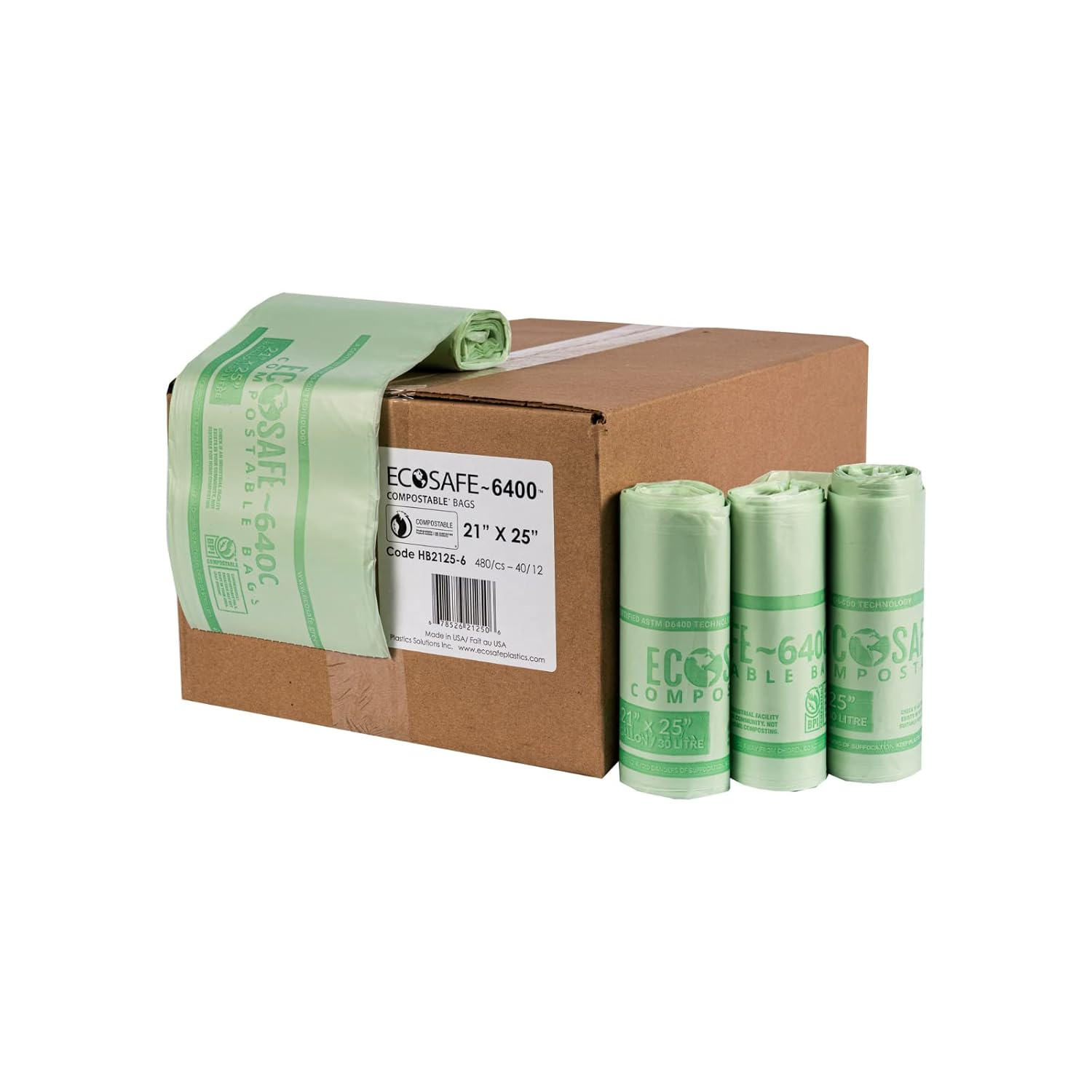 21x25" COMPOSTABLE BIN LINER, 0.6 MIL